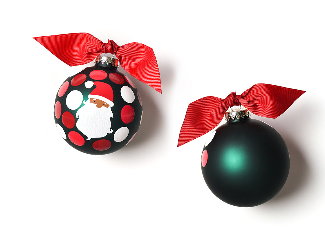 Ho Ho Ho Santa 100mm Glass Ornament (brown skin)