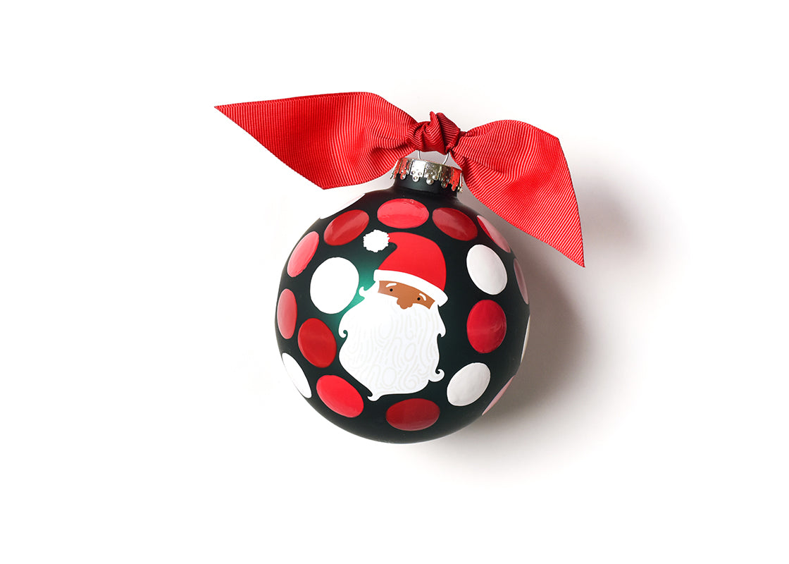 Ho Ho Ho Santa 100mm Glass Ornament (brown skin)