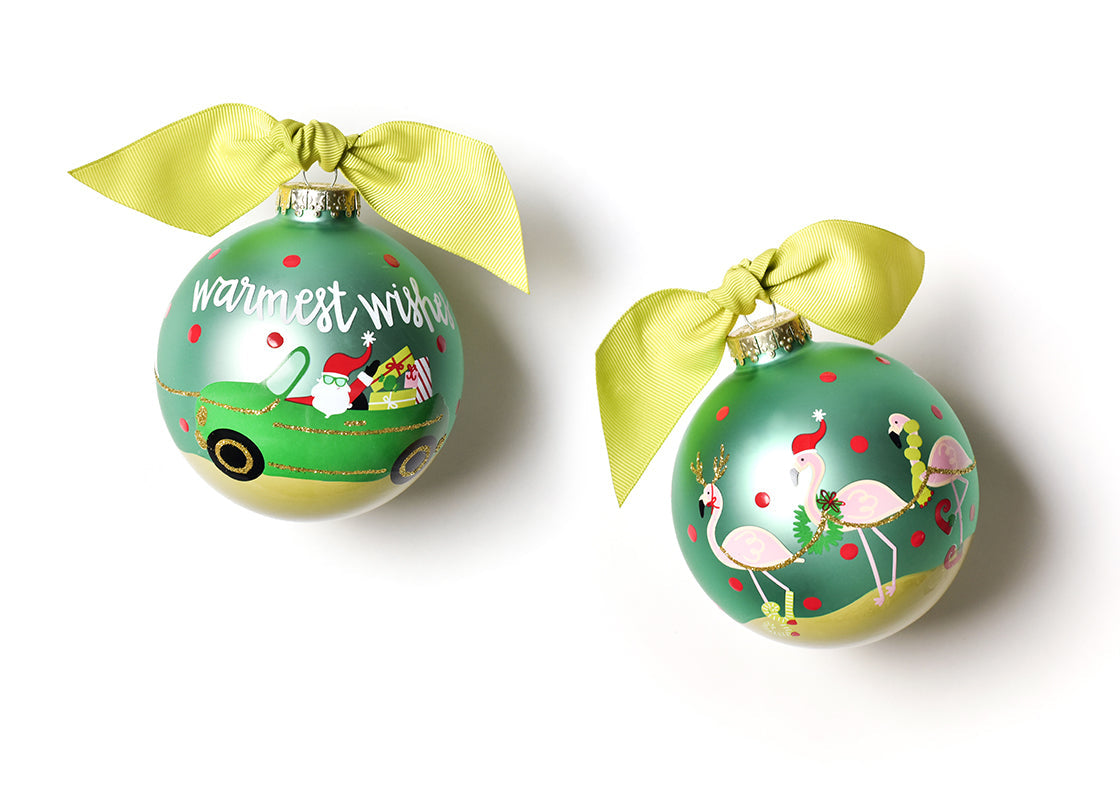 WARMEST WISHES SANTA 100MM GLASS ORMNAMENT