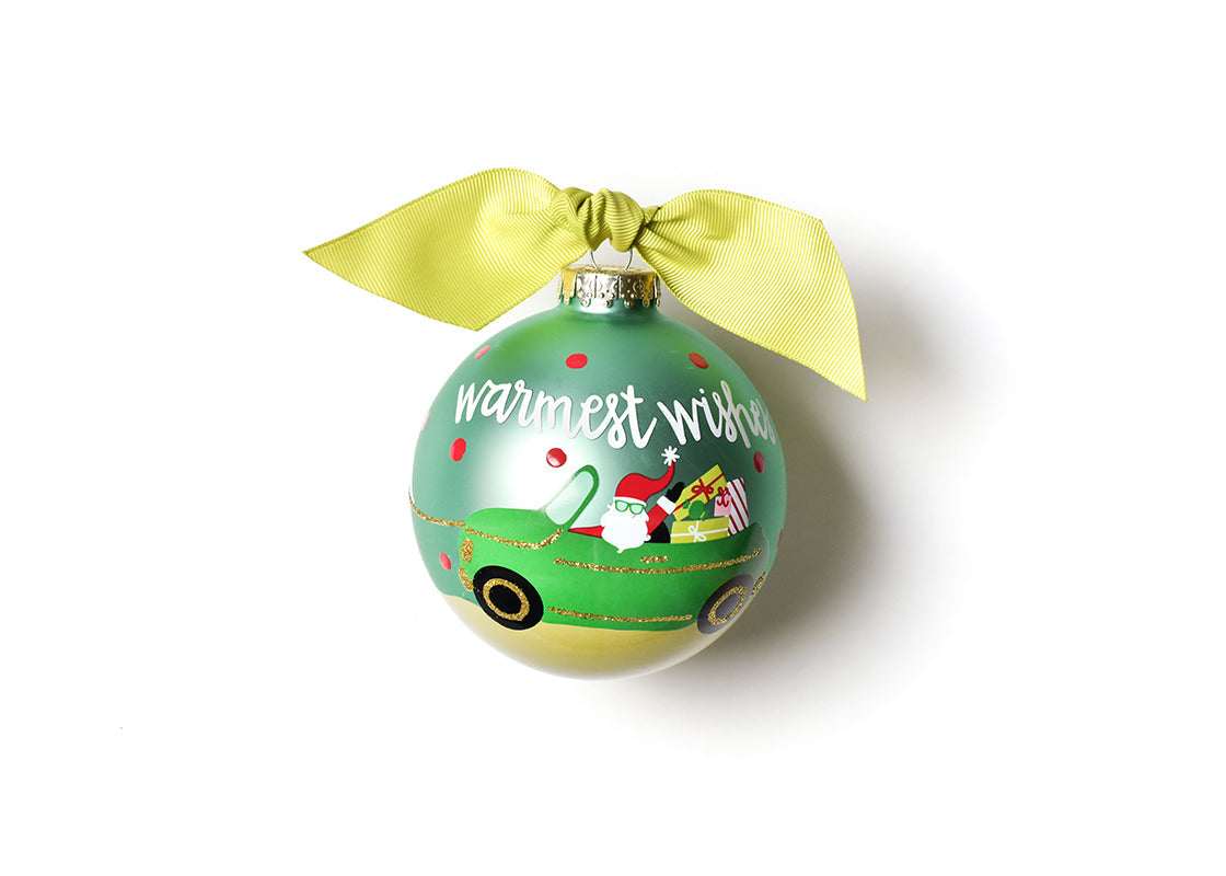 WARMEST WISHES SANTA 100MM GLASS ORMNAMENT