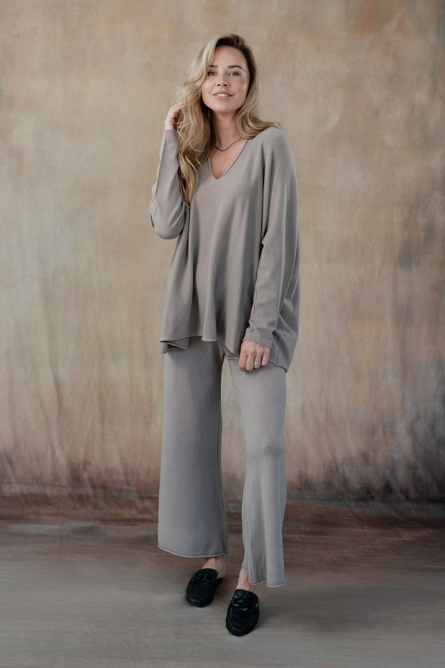 CLEO KNIT PANTS-TAUPE-O/S