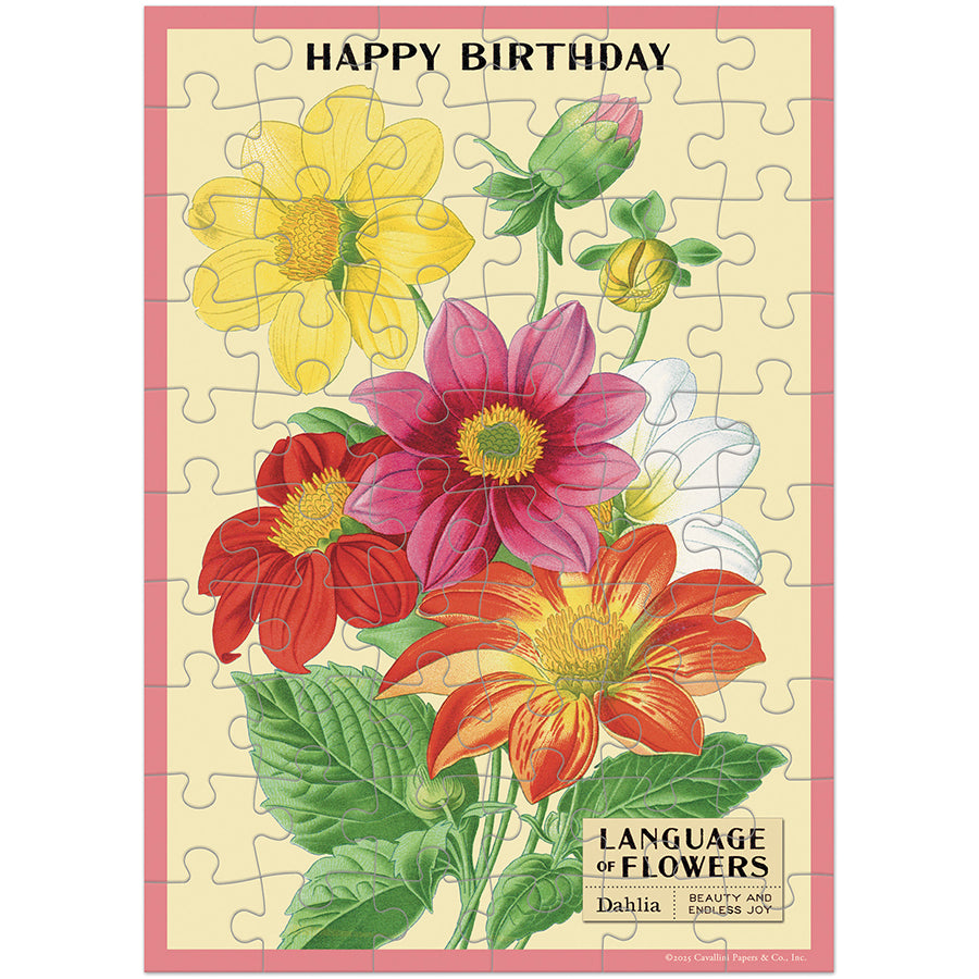 Happy Birthday Language of Flowers Puzzle Greeting Cards