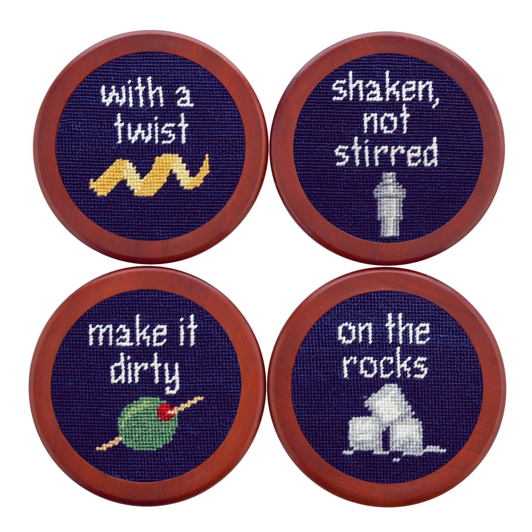 Cocktail Orders Needlepoint Coasters Set