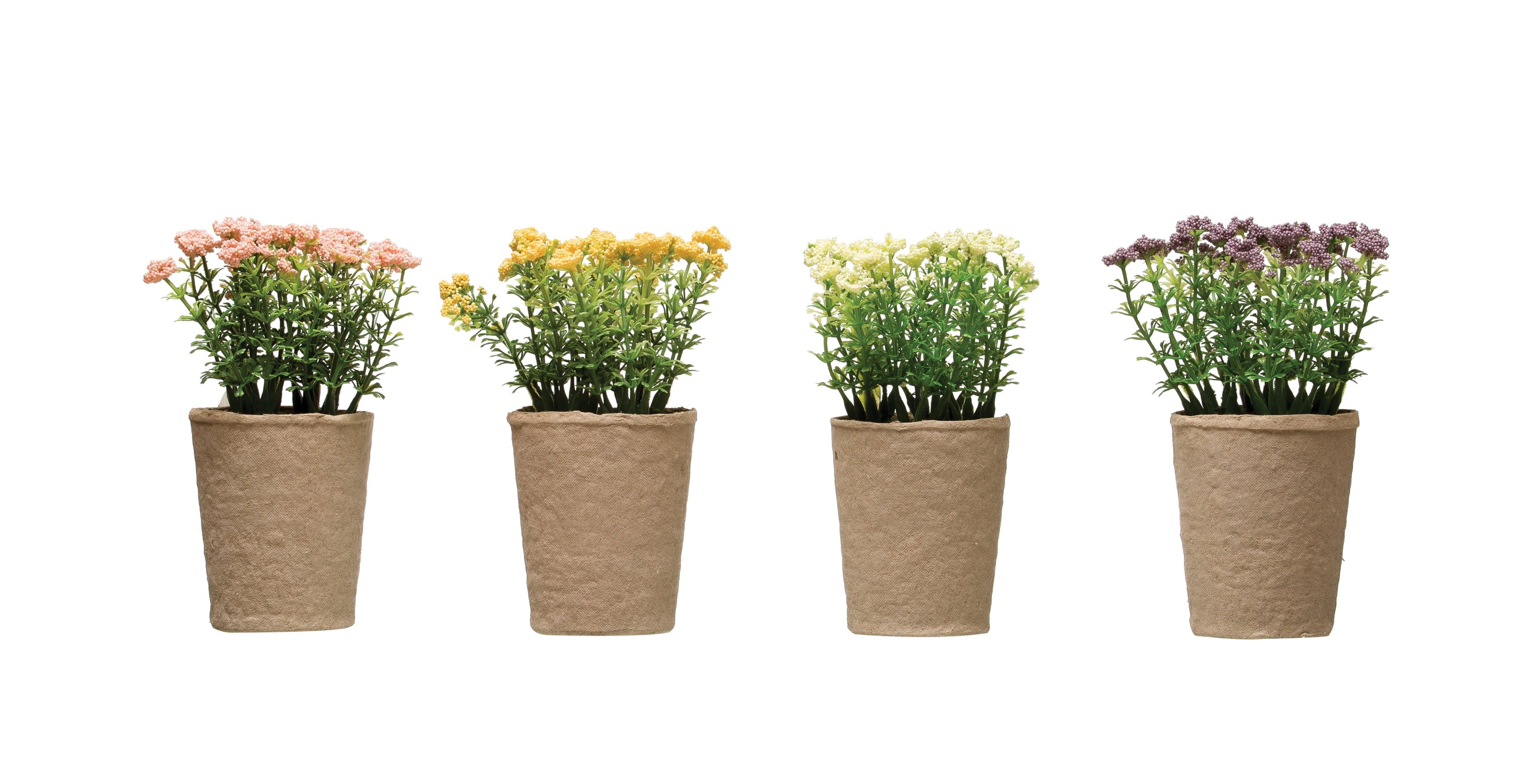 4" x 6.5" Faux Blooming Plant in Paper Pot