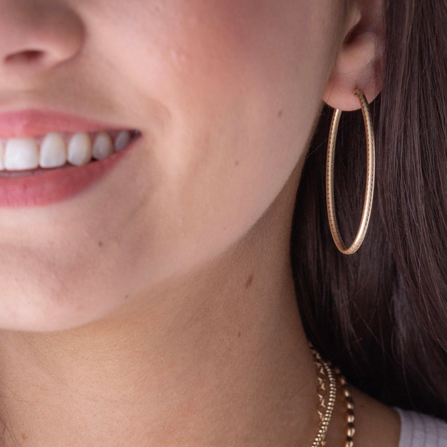 Oval Gold 2" Hoop - Textured