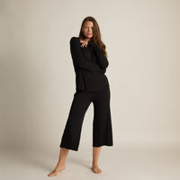 Wide-Leg Capri: Black: Large