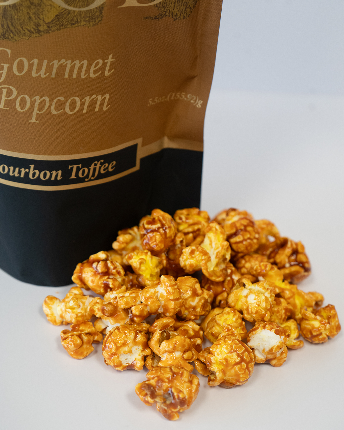 BEAR FOOD GOURMET POPCORN-BOURBON TOFFEE-5.5 OZ POUCH