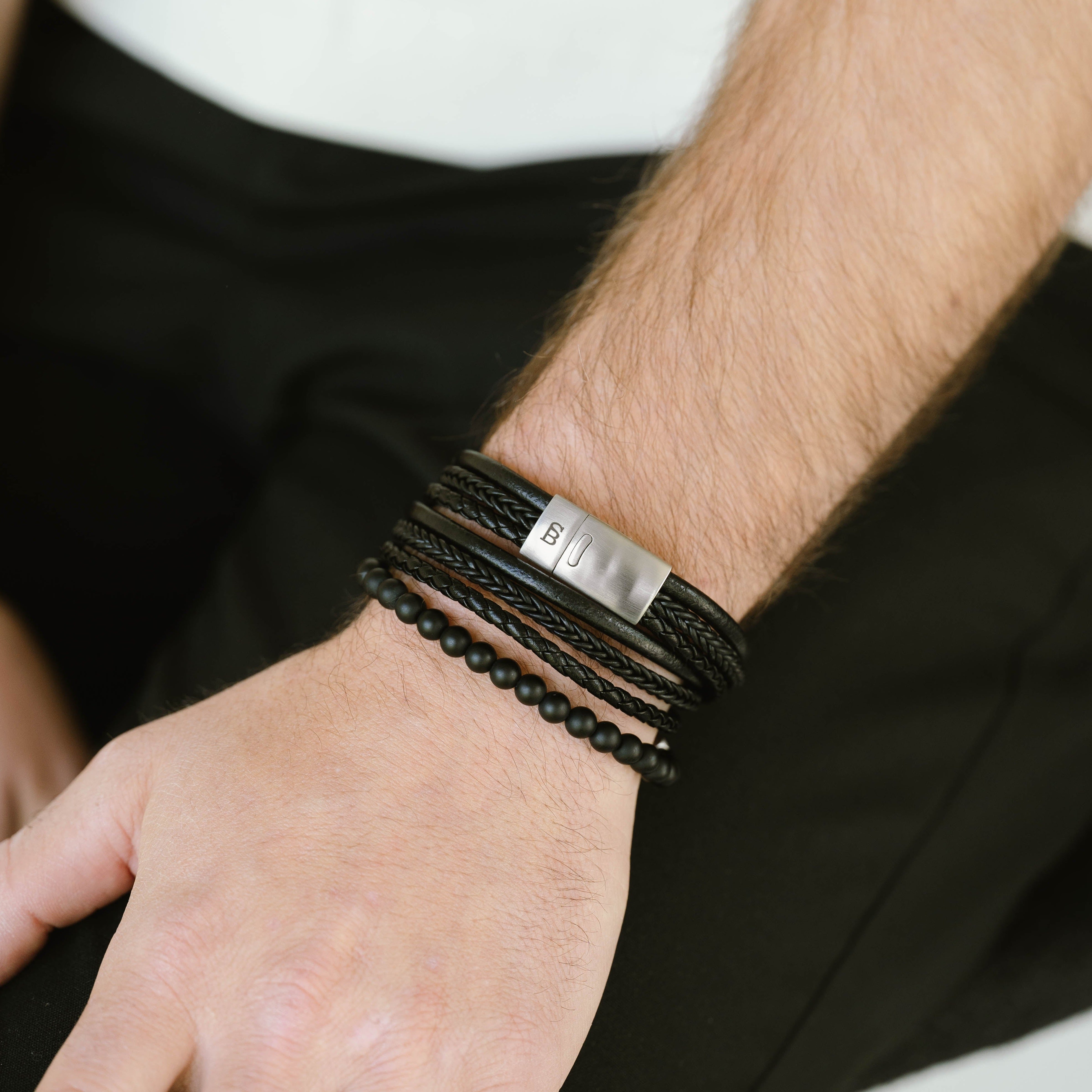 Leather Bracelet Bonacci - Black - Med