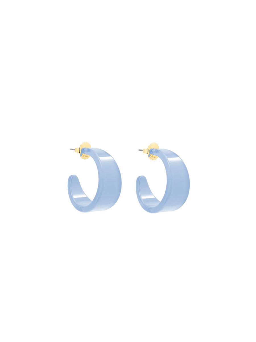 SMALL RESIN OPEN HOOP EARRING-LIGHT BLUE
