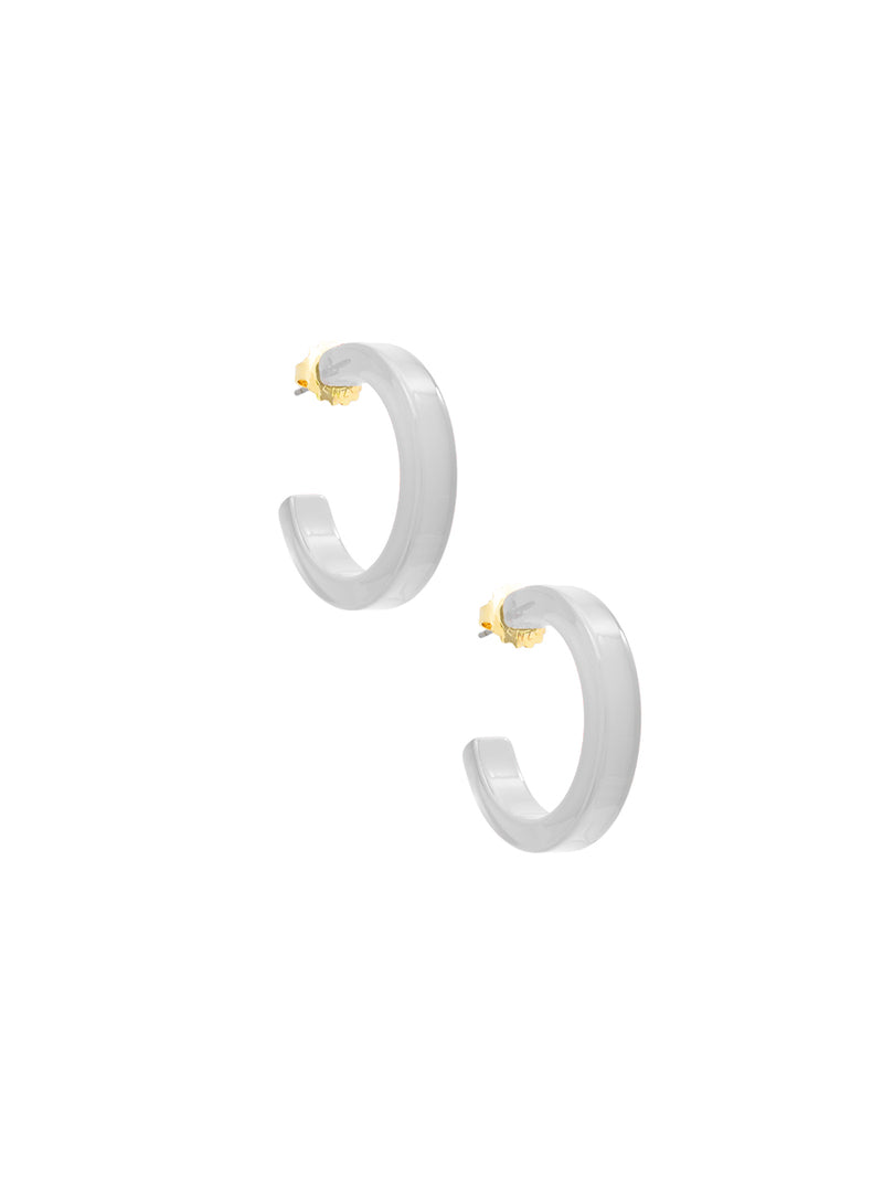 Small Resin Open Hoop Earring - Gray