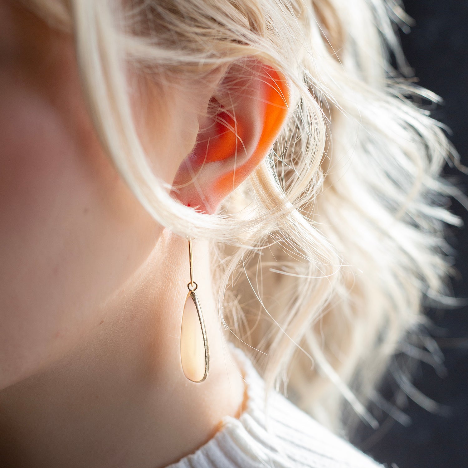 INTENTIONS EARRINGS MOTHER OF PEARL TEARDROP
