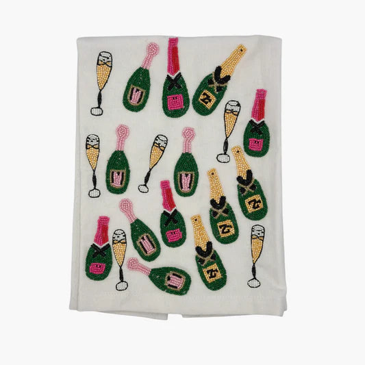 Champagne Beaded Tea Towel