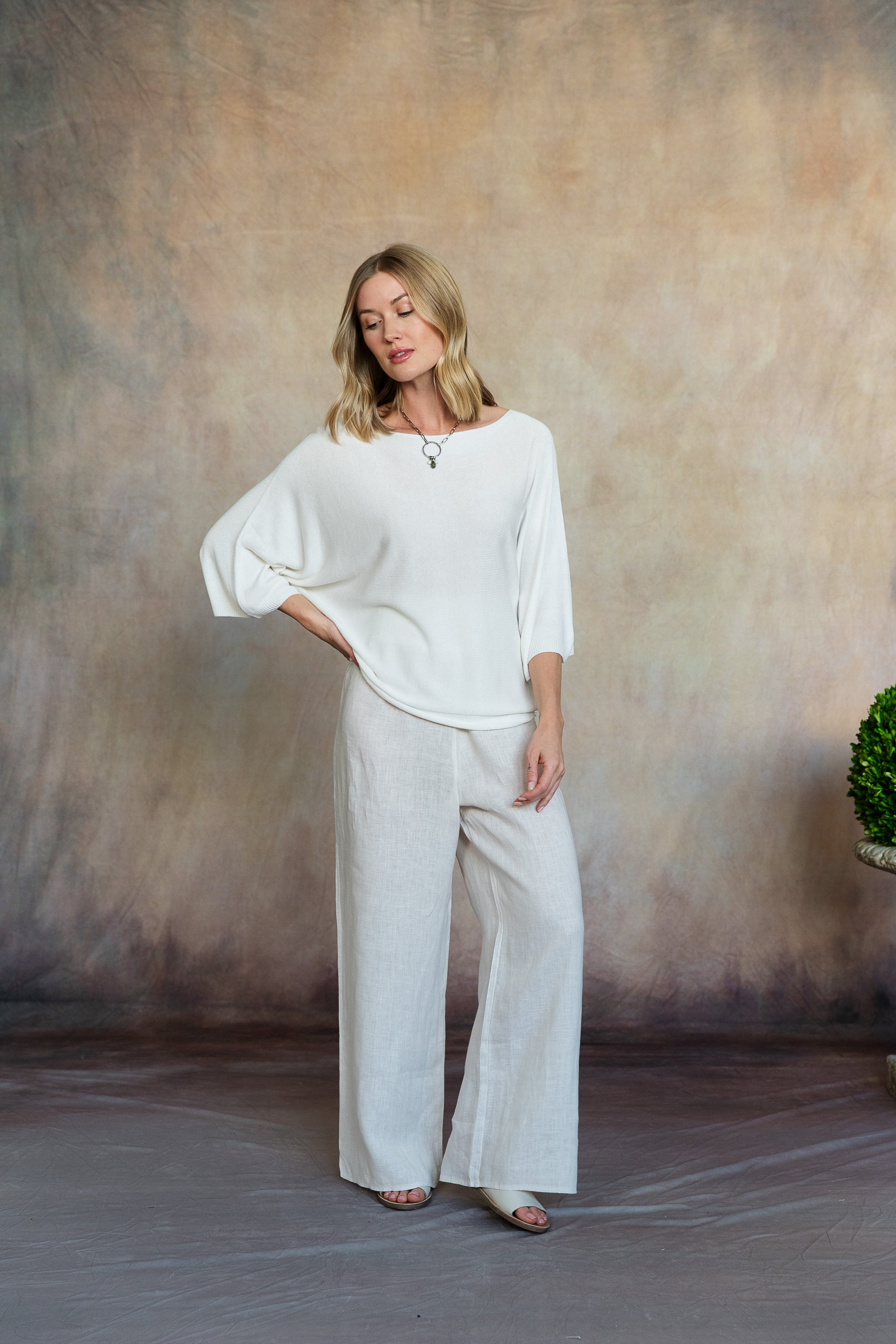 ESTELLE KNIT TOP-WHITE-O/S