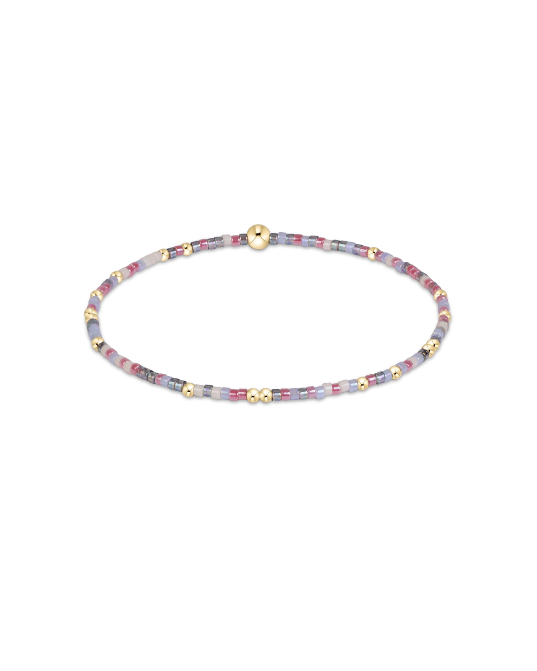 eNewton Hope Unwritten bracelet with lavender, pink, and gold seed beads on elastic cord