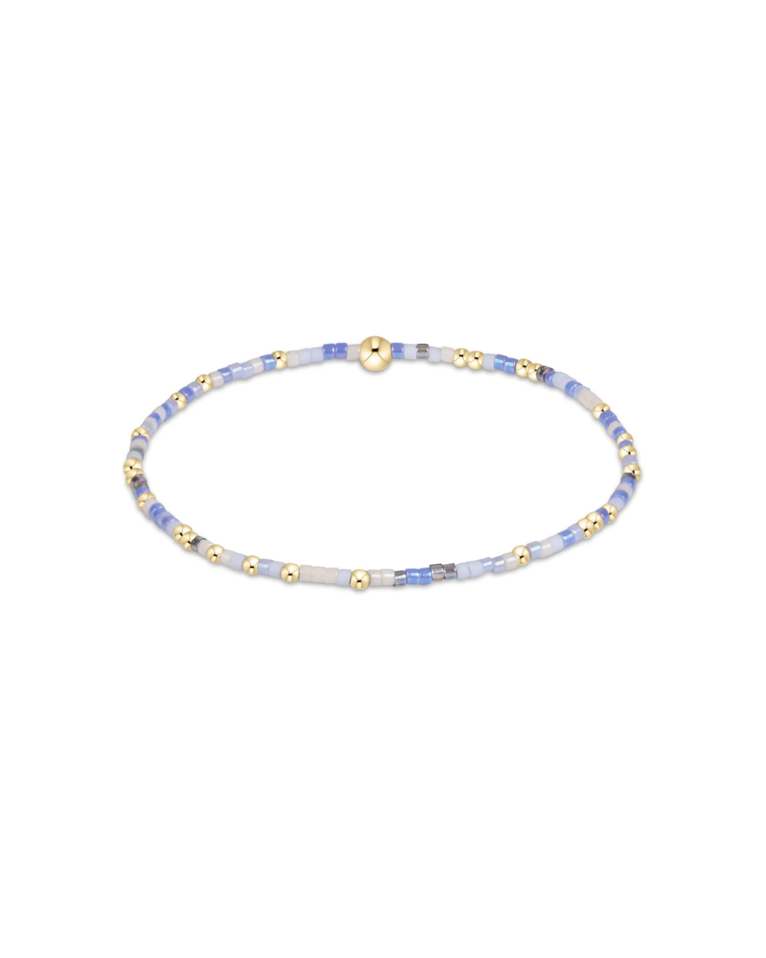 eNewton Hope Unwritten beaded stretch bracelet in blue and white with gold accent beads