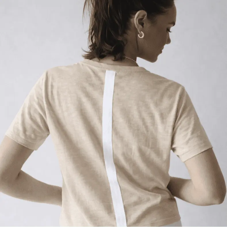 Relaxed Crew in Oyster with White Stripe - Short Sleeve, large