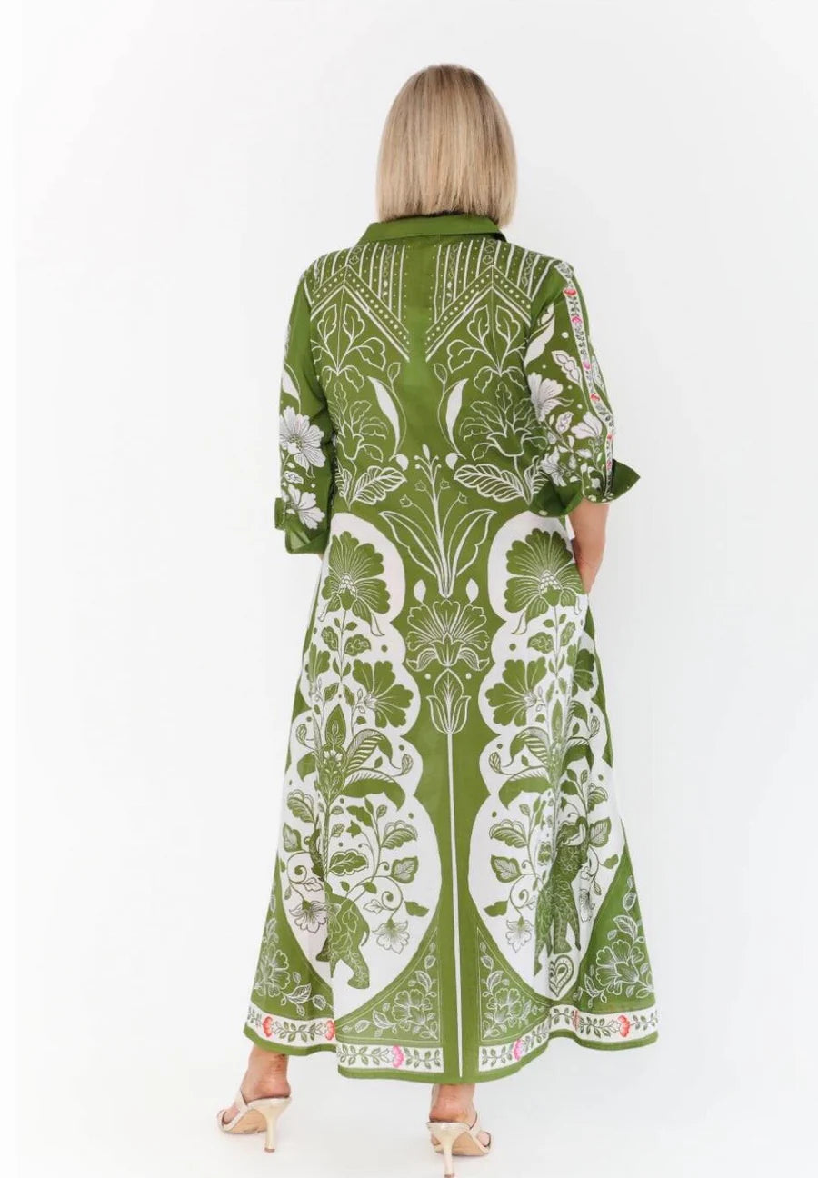SACRED BLOOM MAXI DRESS-GREEN-MED