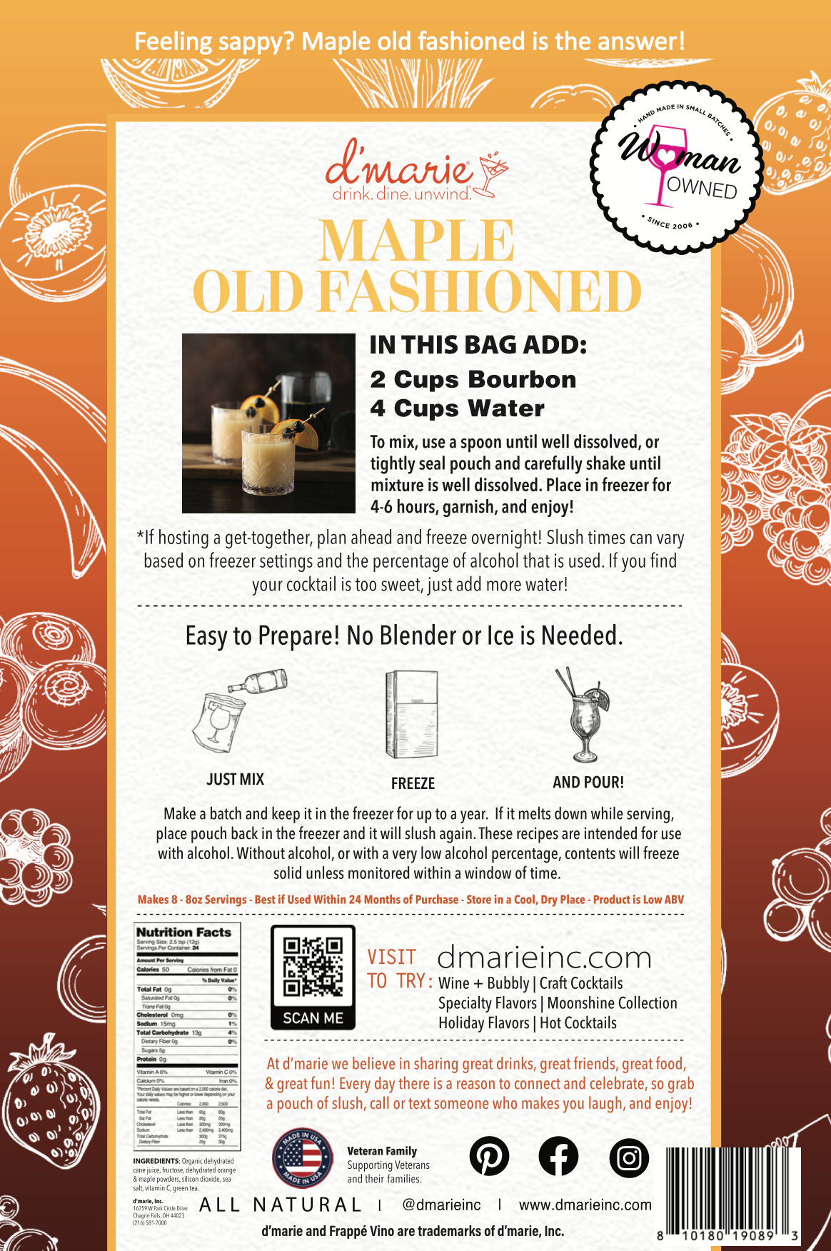 Maple Old Fashioned 10 oz Slush Mix