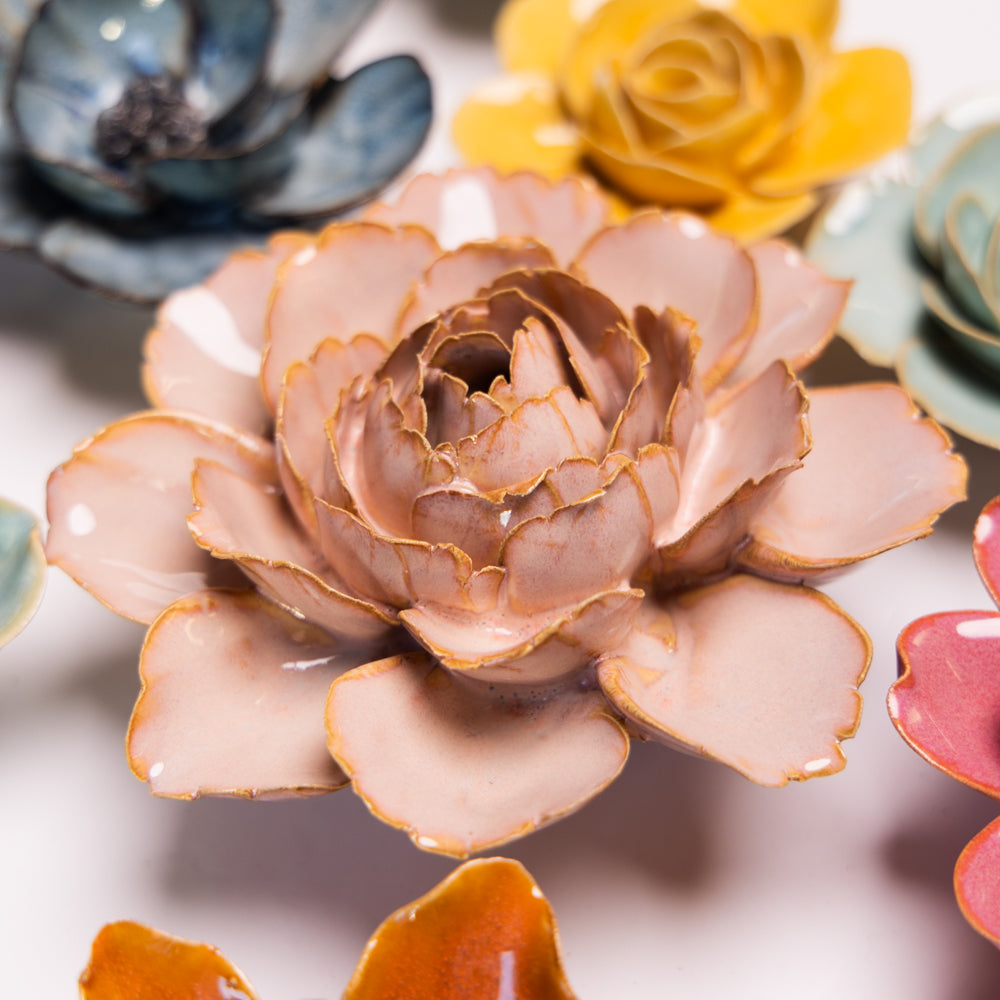 Ceramic Flower Collection Rose Pink Camellia