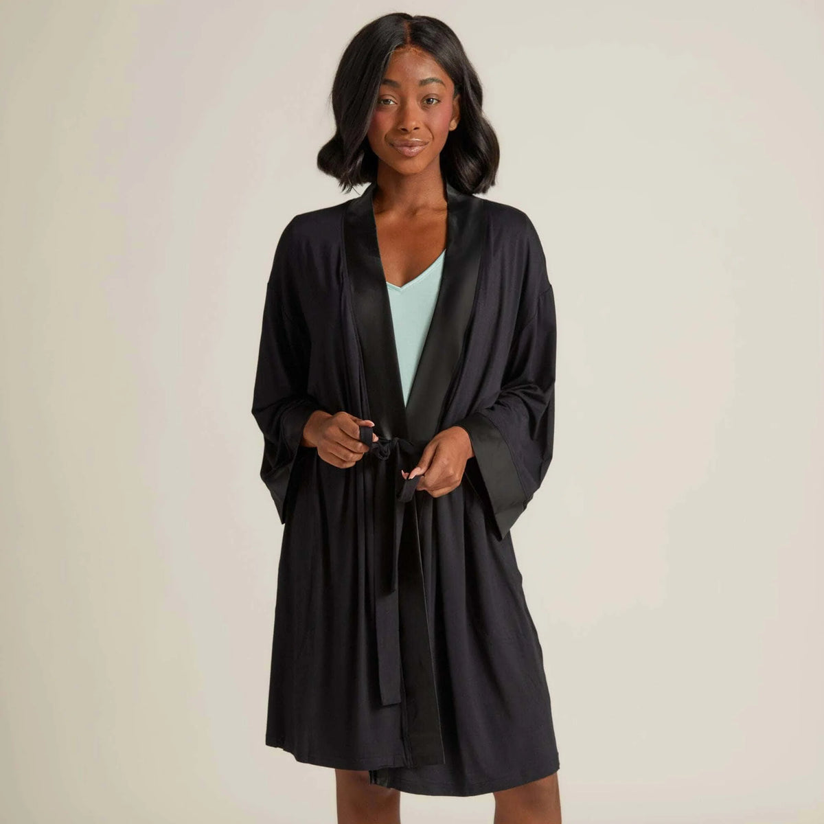Kimono Robe: Black: L/XL