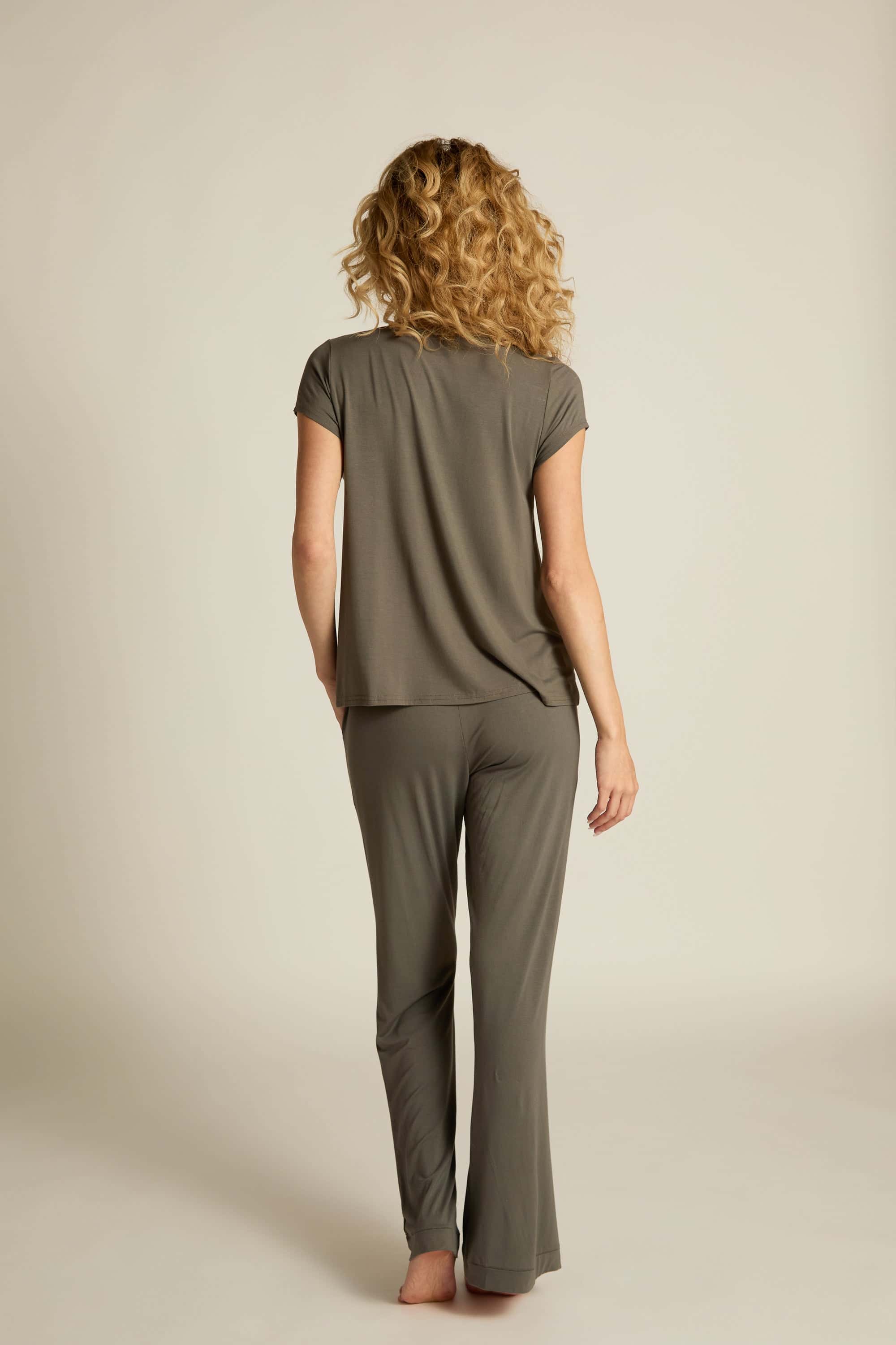 Classic V-Neck Tee Shirt/pajama top: Earl Grey: Medium