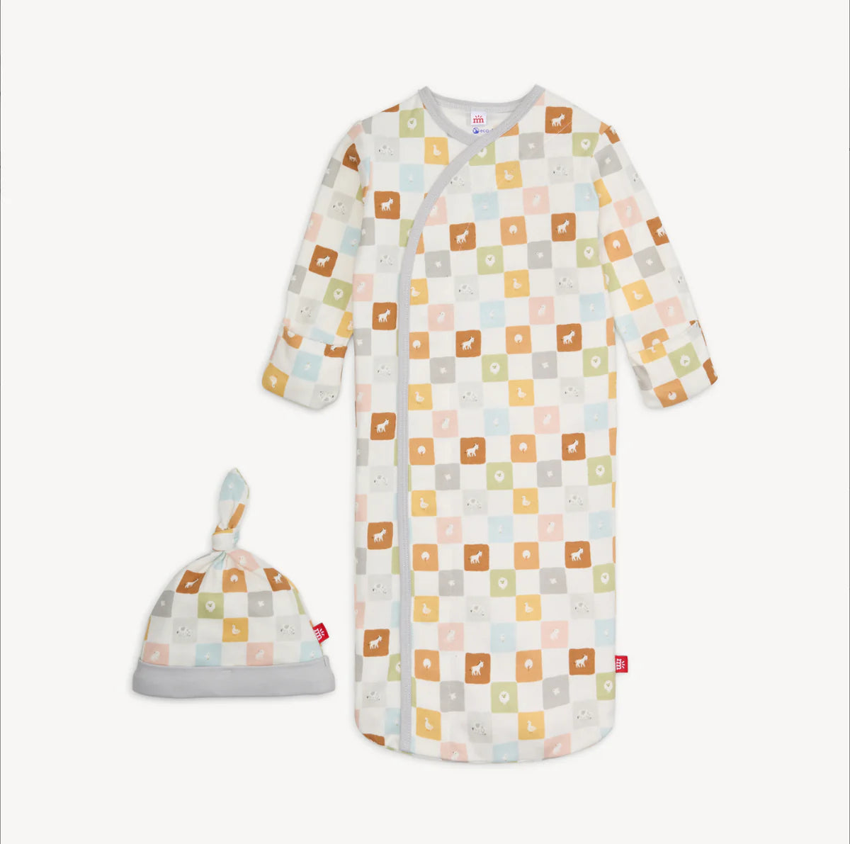 CHECKMATE ORGANIC COTTON GOWN+HAT-NB-3 MOS