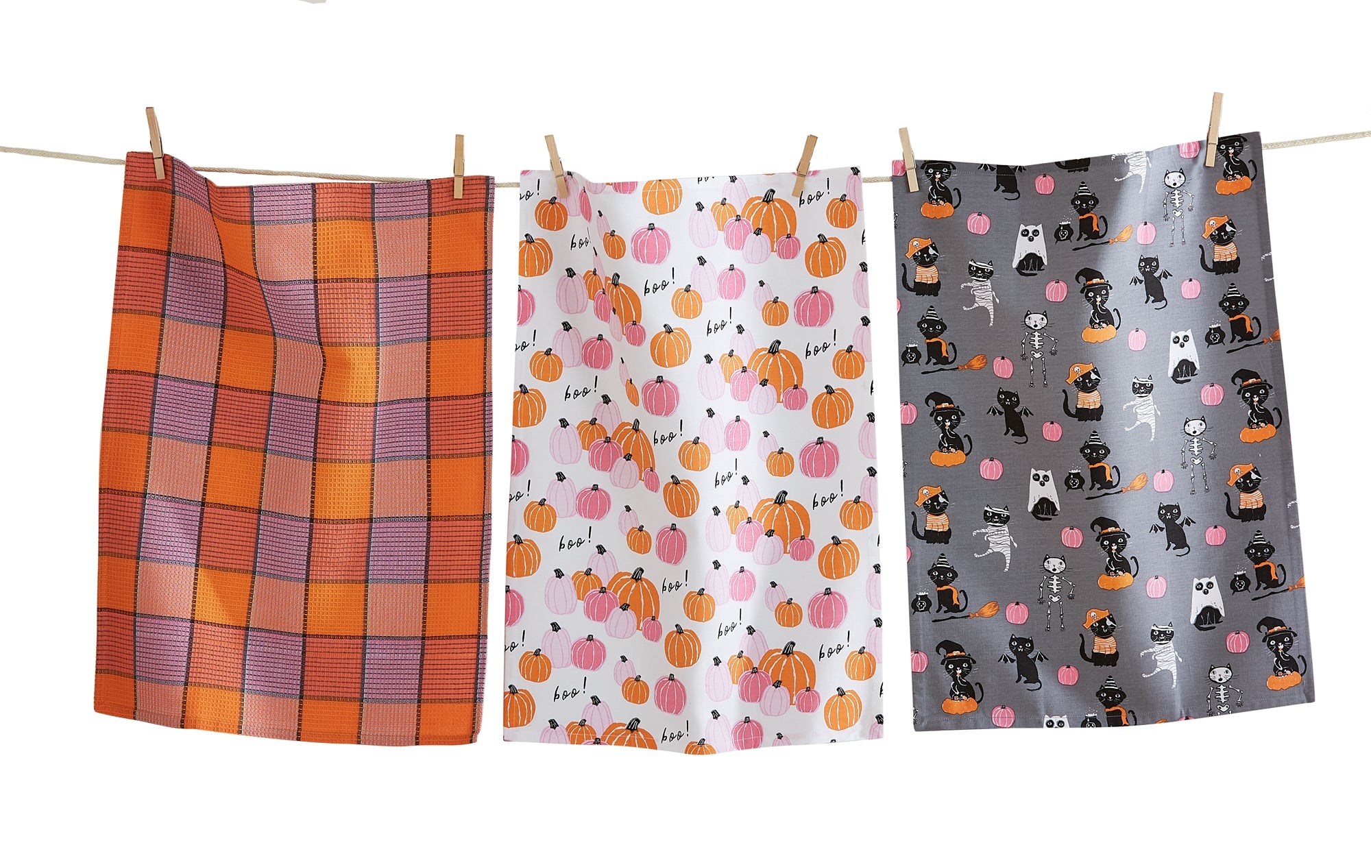 Costume Cat Pumpkin Dishtowel (set of 3)