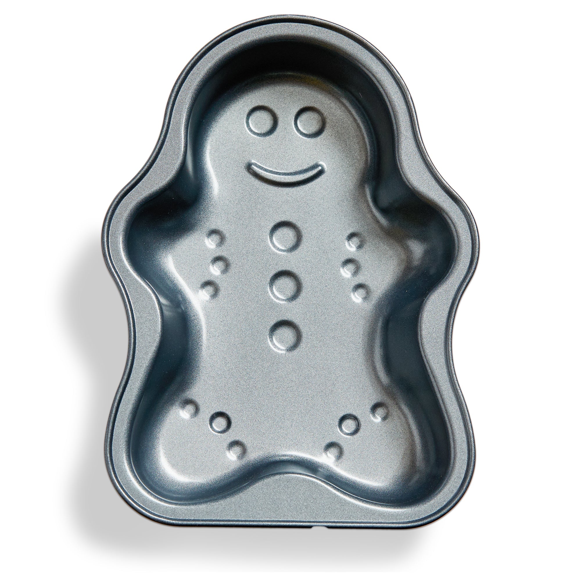 TAG 9-inch non-stick gingerbread man shaped cake pan in charcoal gray