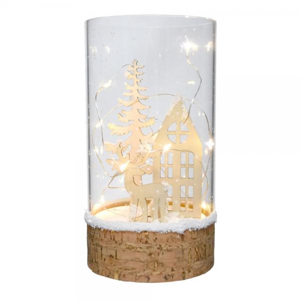 6" LED WOODEN DEER SCENE