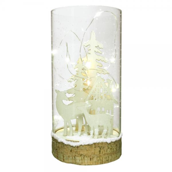 8" LED WOODEN DEER SCENE