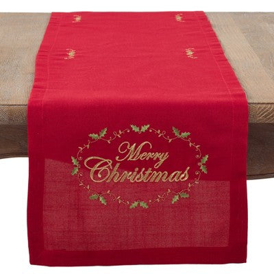 Merry Christmas table runner, red 14"x72" oblong