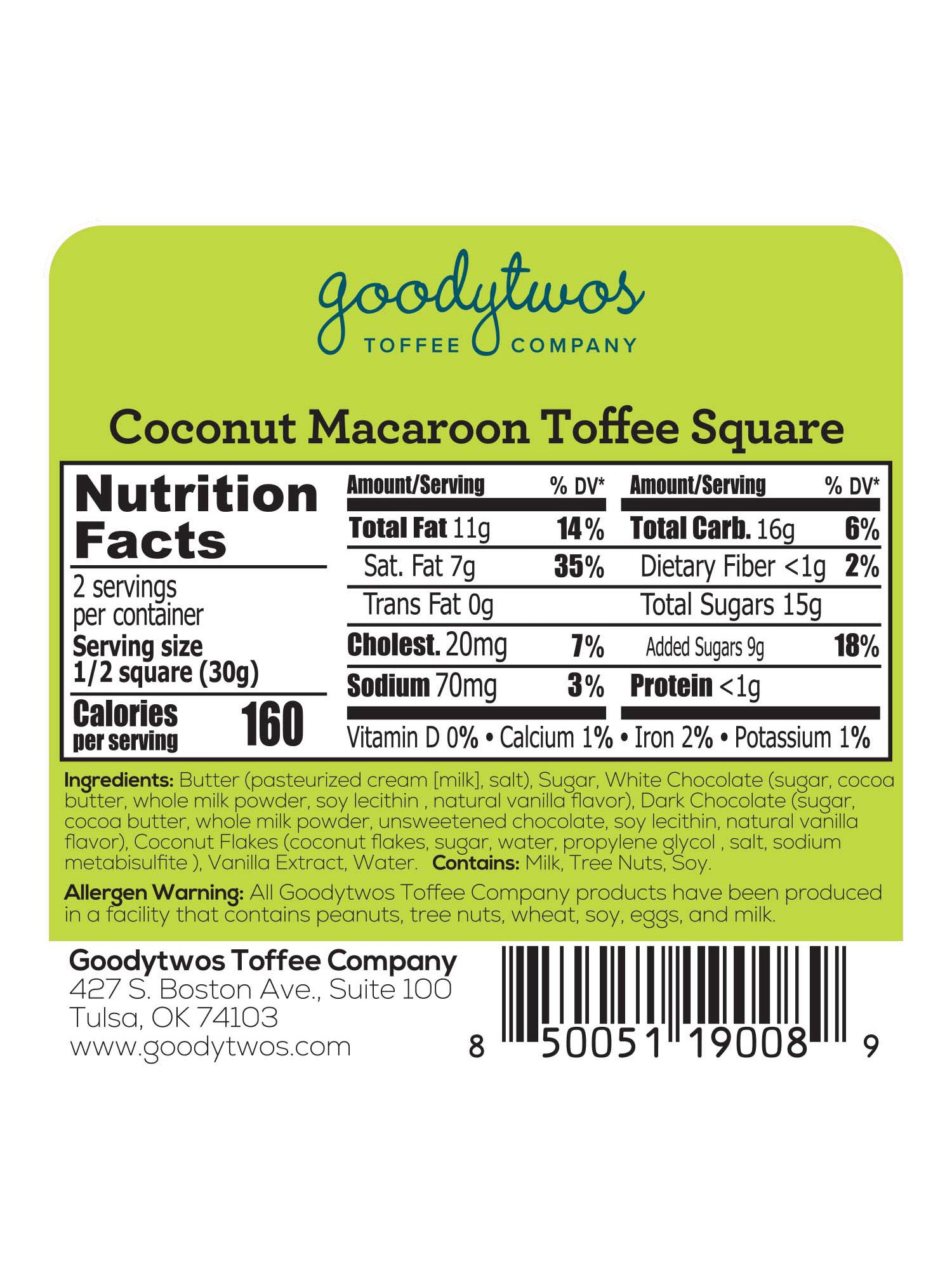 Goodytwo's Coconut Macaroon Toffee Square Single
