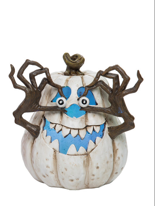 RESIN LIGHT UP JACK-O-LANTERN-WHITE