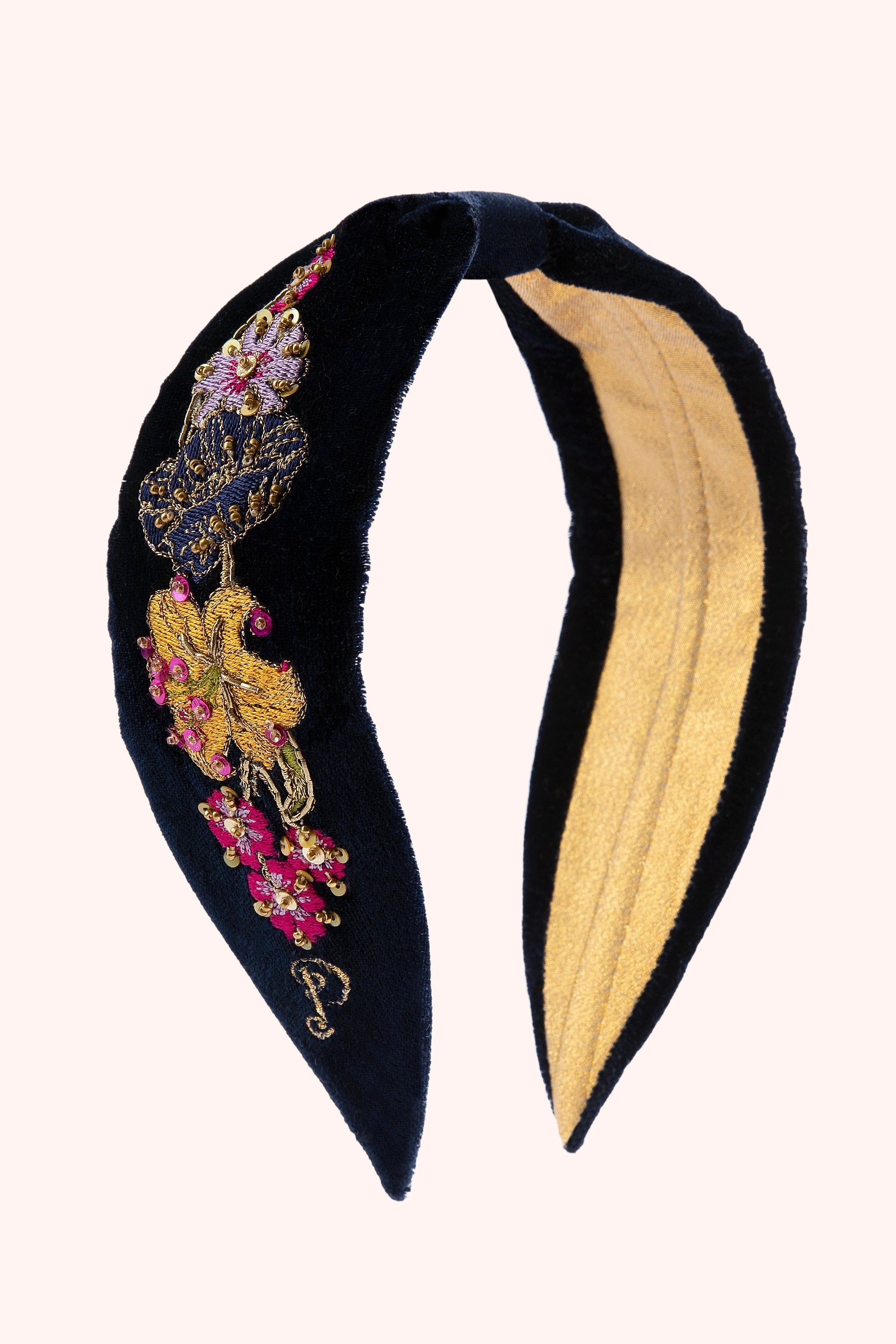 VELVET HEADBAND-MIDNIGHT POSY
