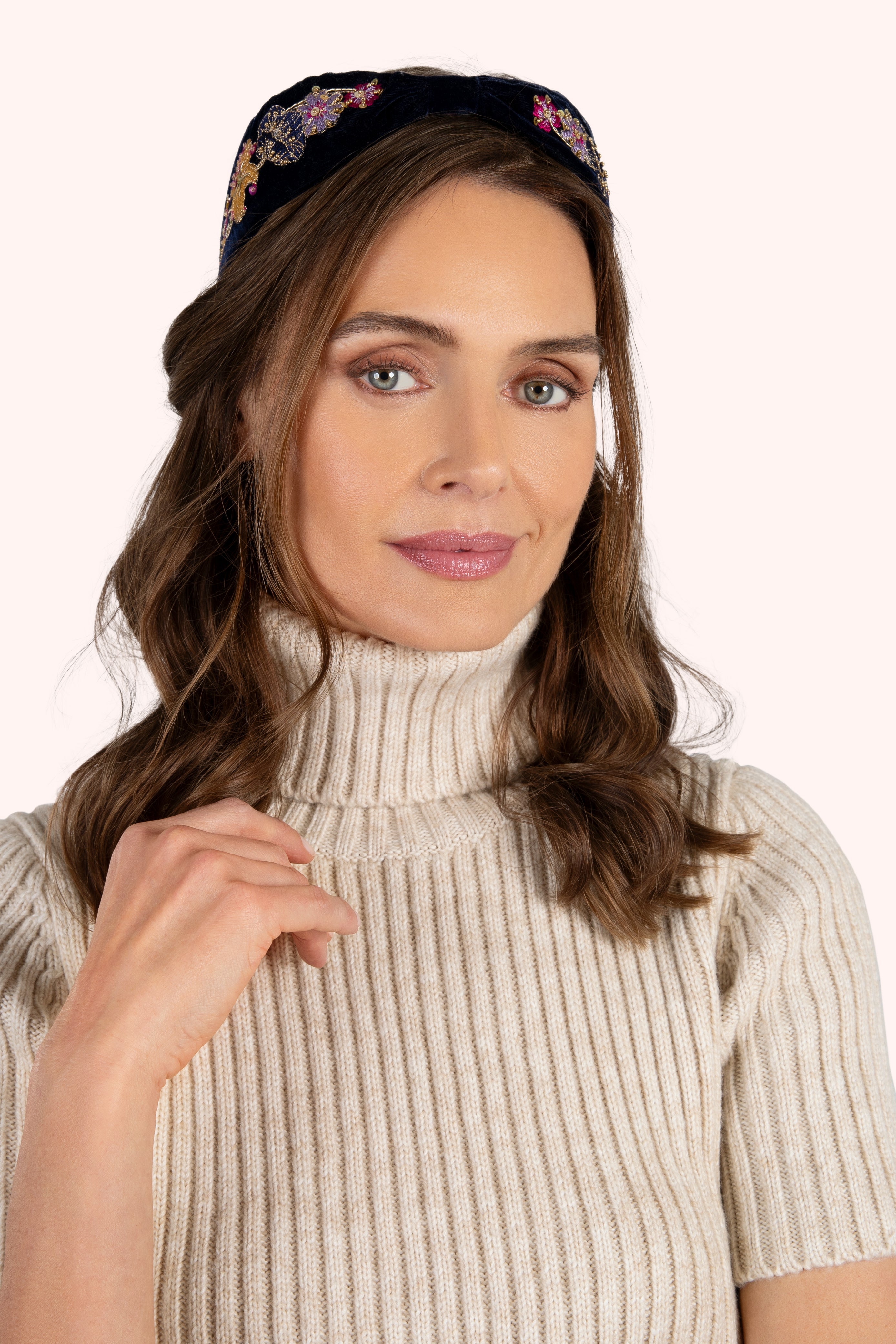 VELVET HEADBAND-MIDNIGHT POSY