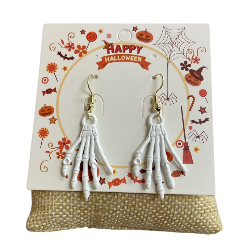 Skeleton Hand - White Earrings
