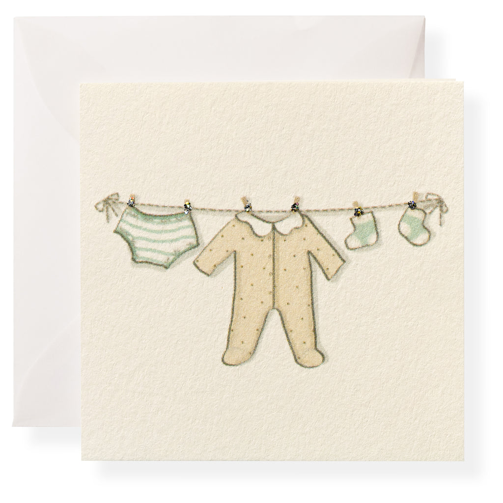 CLOTHESLINE-BABY GIFT ENCLOSURE CARD