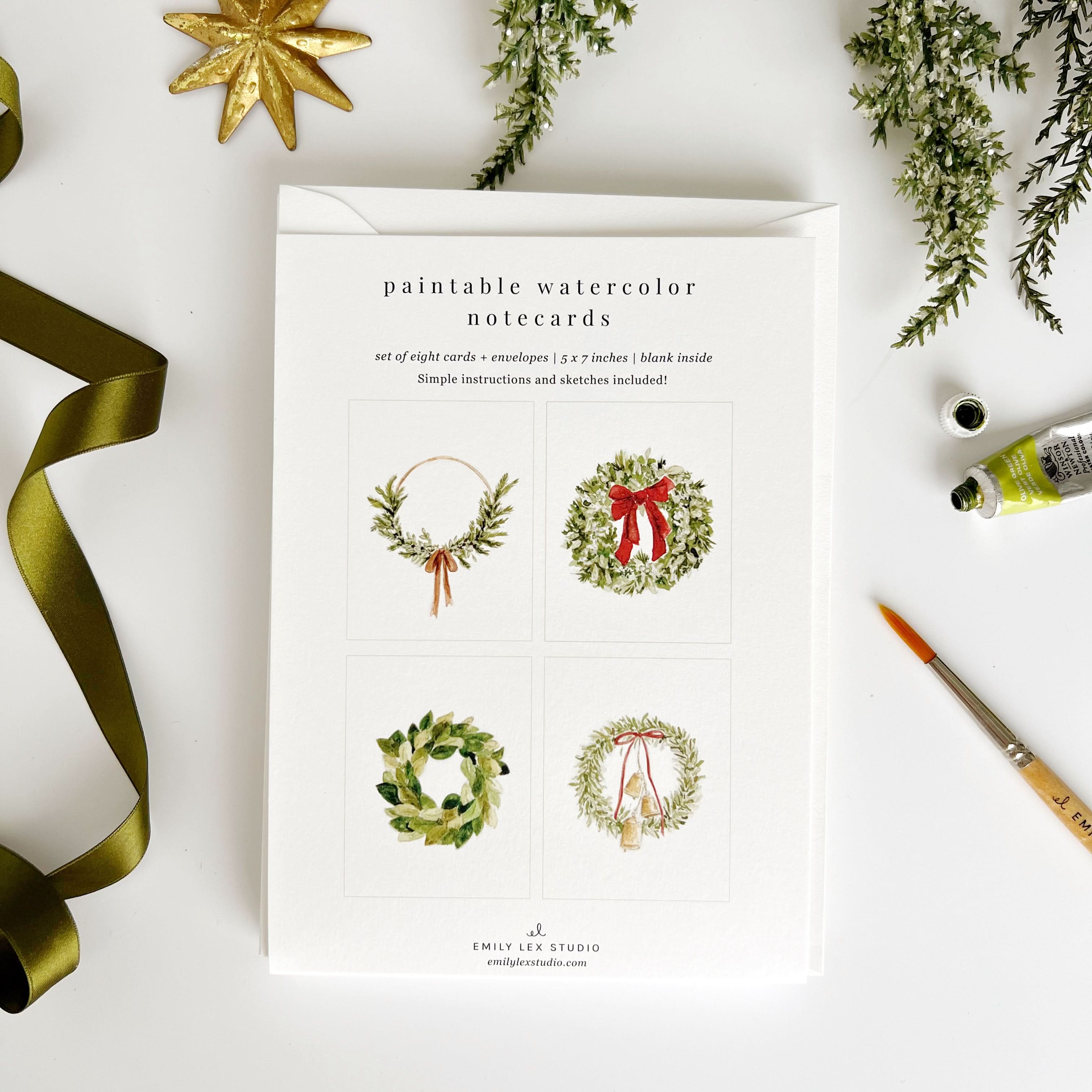 WREATHS PAINTABLE NOTECARDS