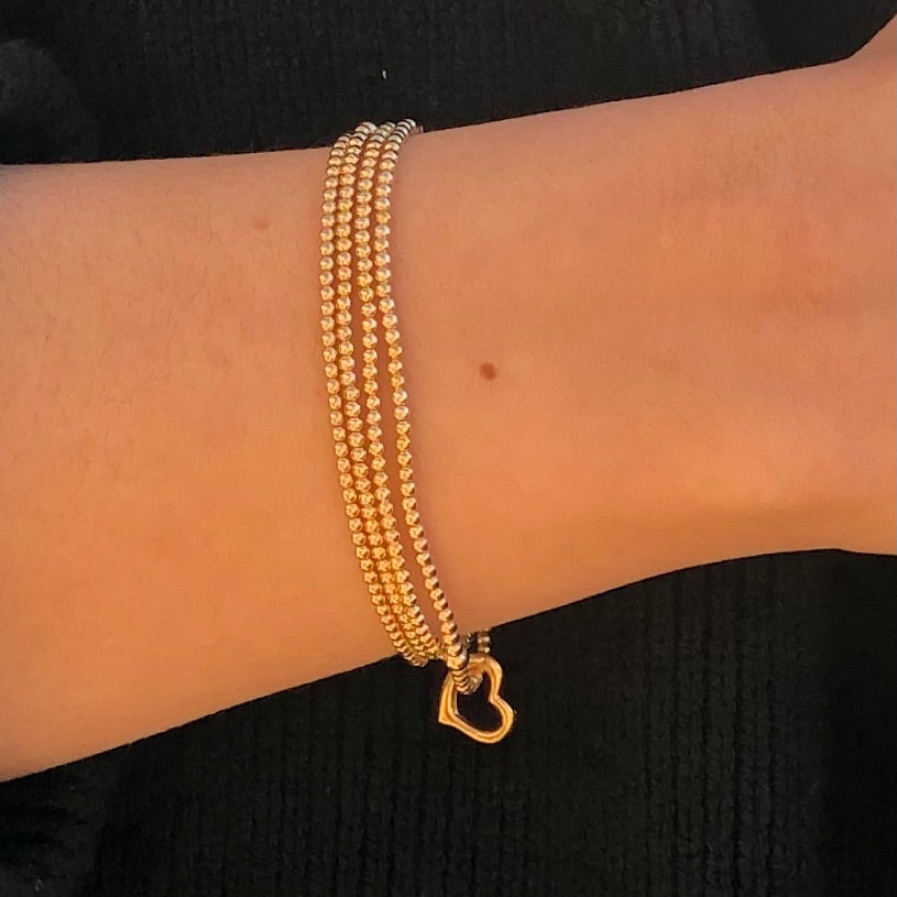 Classic Gold 2.5mm Bead Bracelet - Classic Beaded Signature Cross Encompass Gold Charm