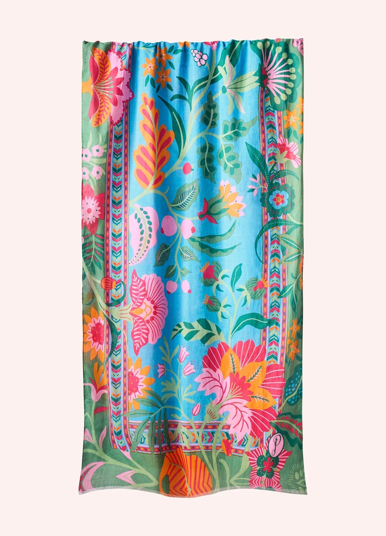 Cotton Scarf - Folky Floral - Cornflower, Blue