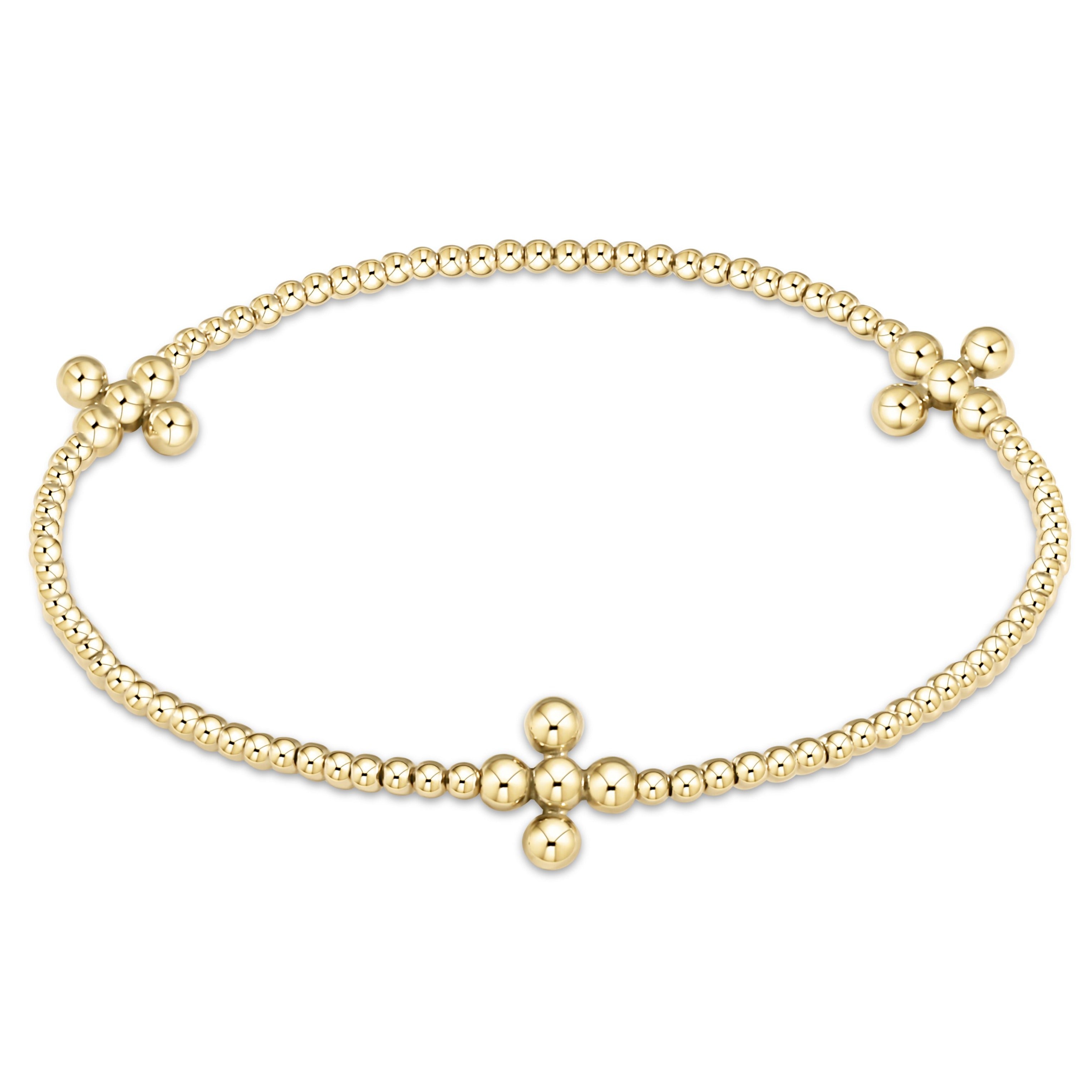 Classic Beaded Signature Cross Encompass Gold Drop