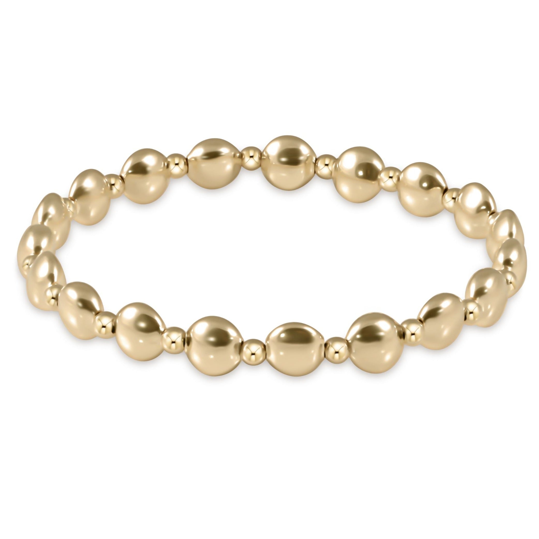 Classic Grateful Pattern 6mm Bead Bracelet - Gold