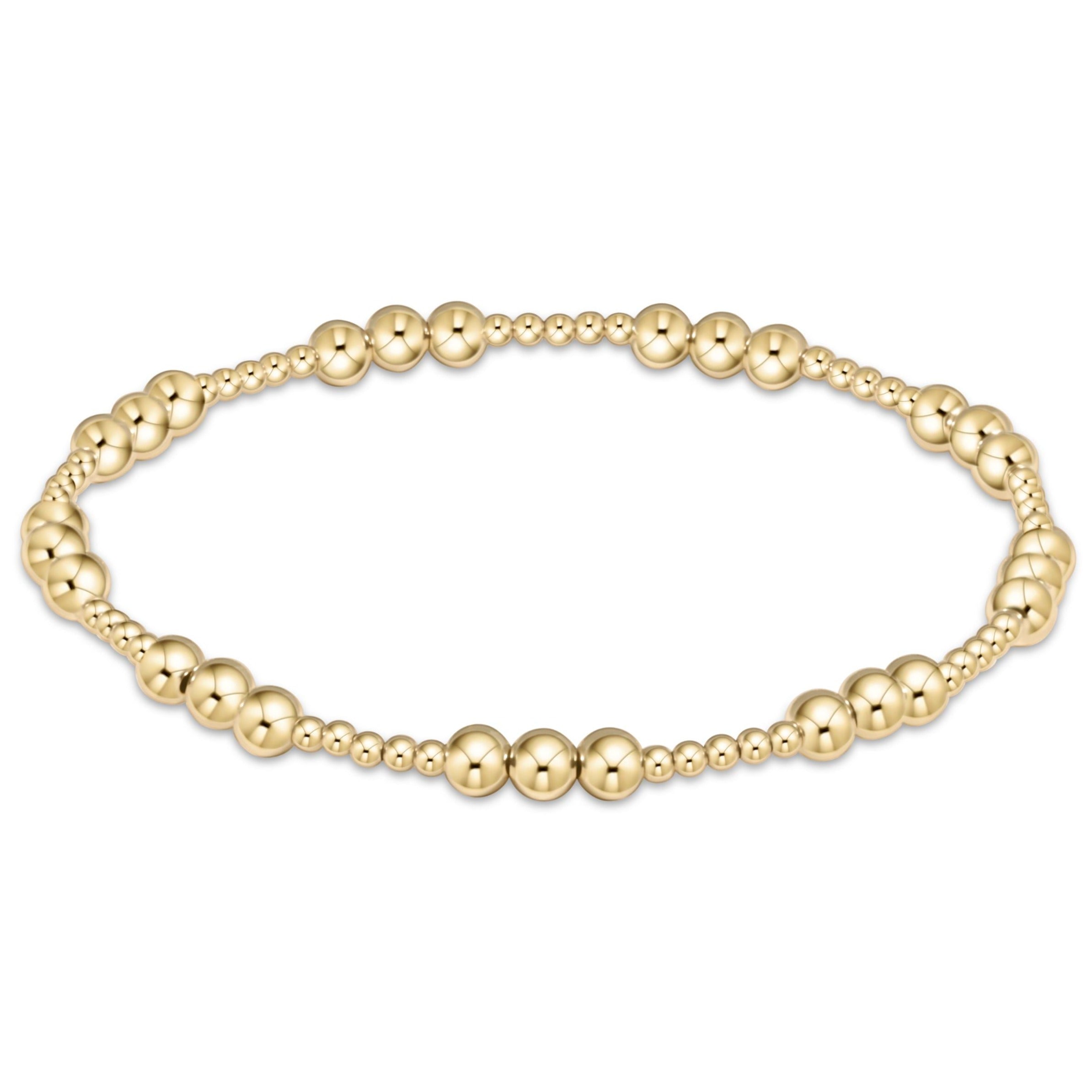 Classic Joy Pattern 6mm Bead Bracelet - Gold