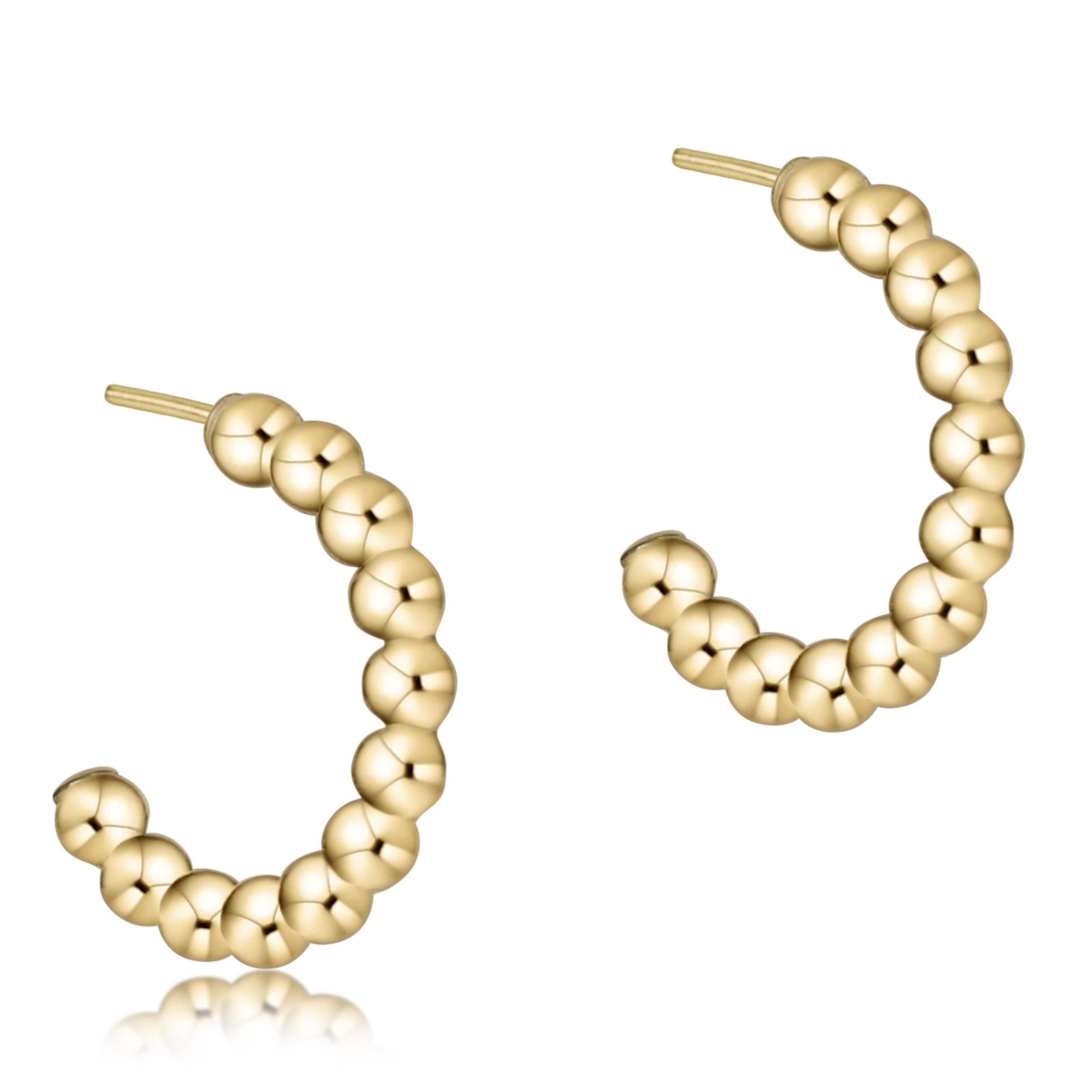 Beaded Simplicity 1" Post Hoop - 4mm Gold