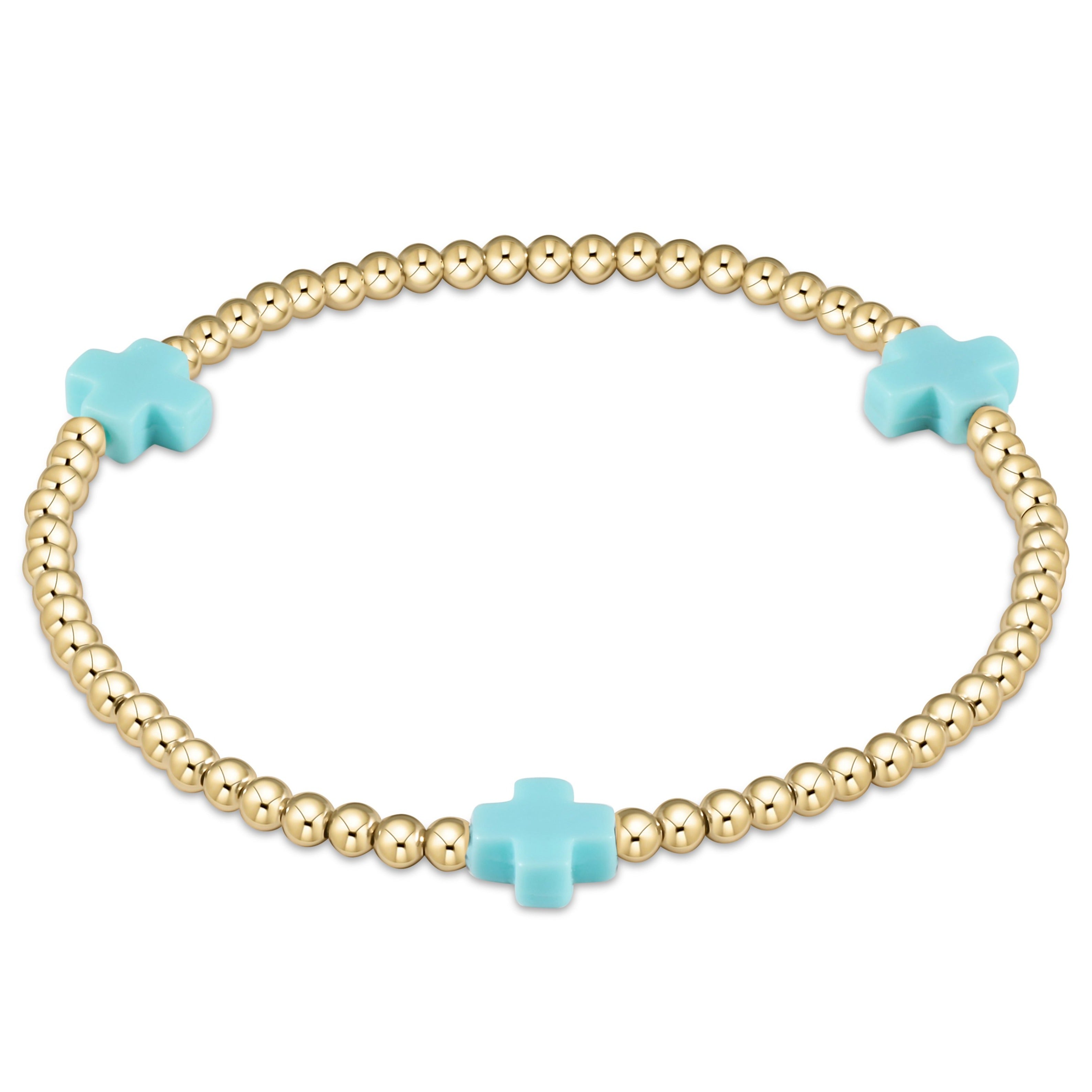 Extends - Signature Cross Gold Pattern 3mm Bead Bracelet - Off-White