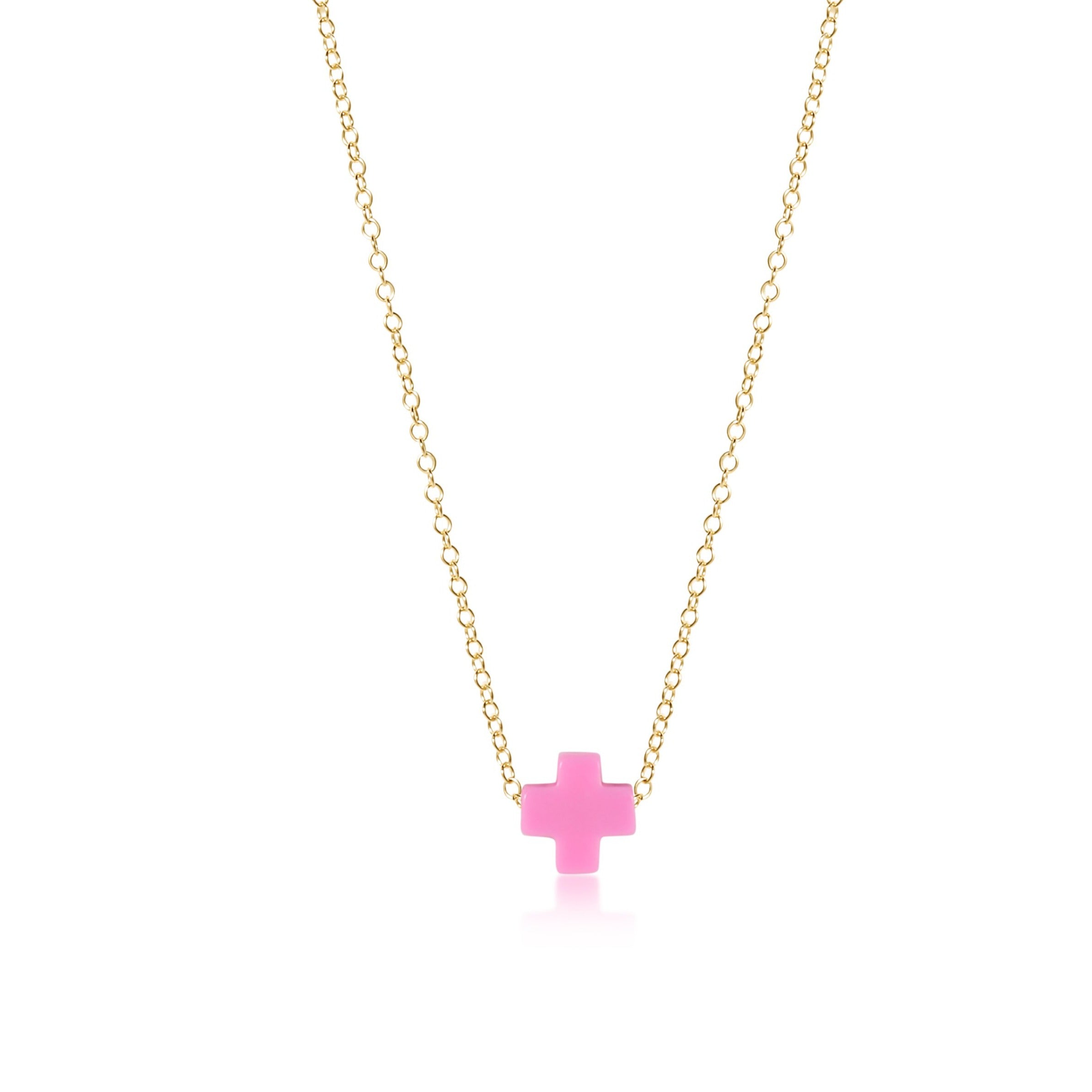 16" Necklace Gold - Signature Cross Turquoise