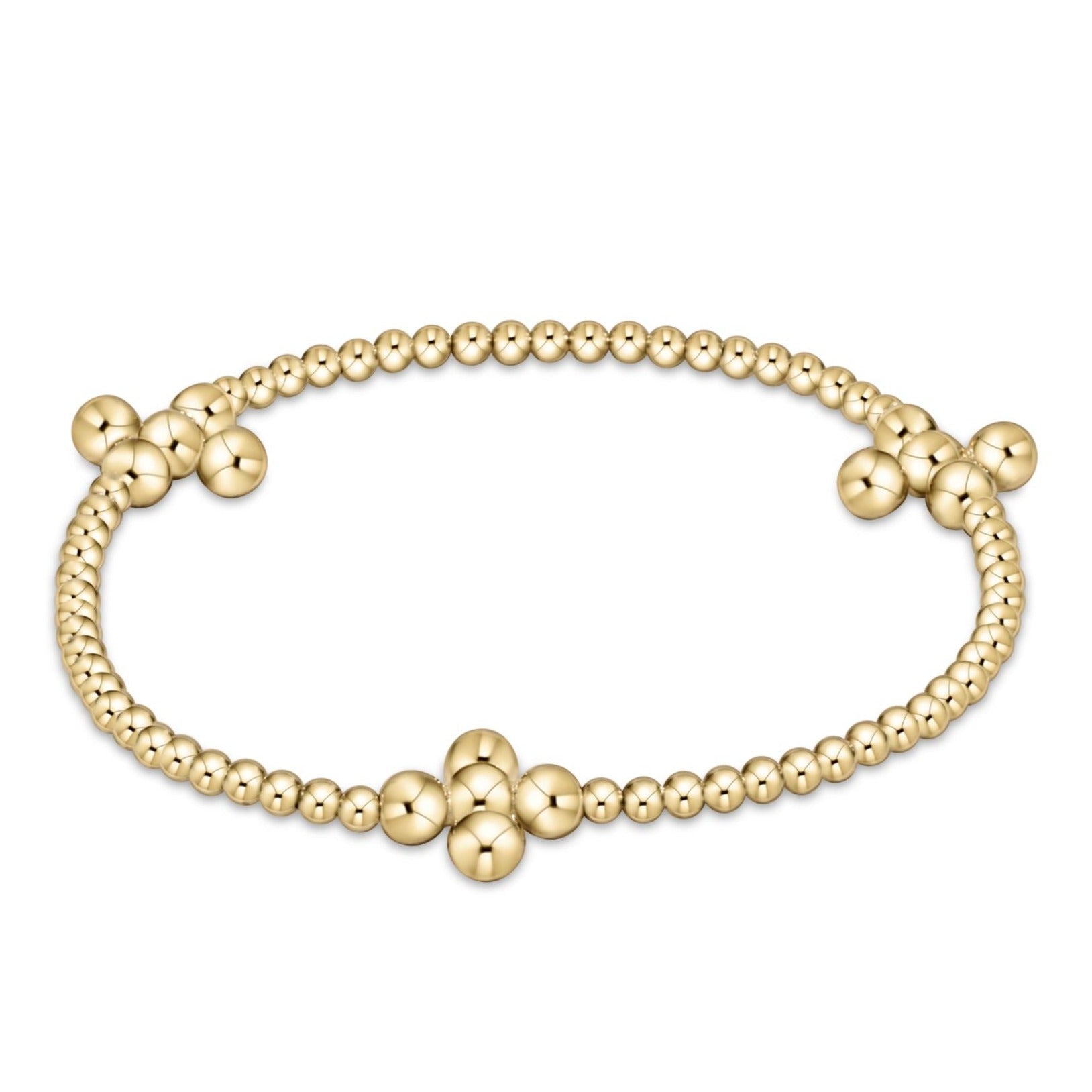 Signature Cross Gold 2.5mm Bracelet - Classic Beaded Signature Cross 4mm