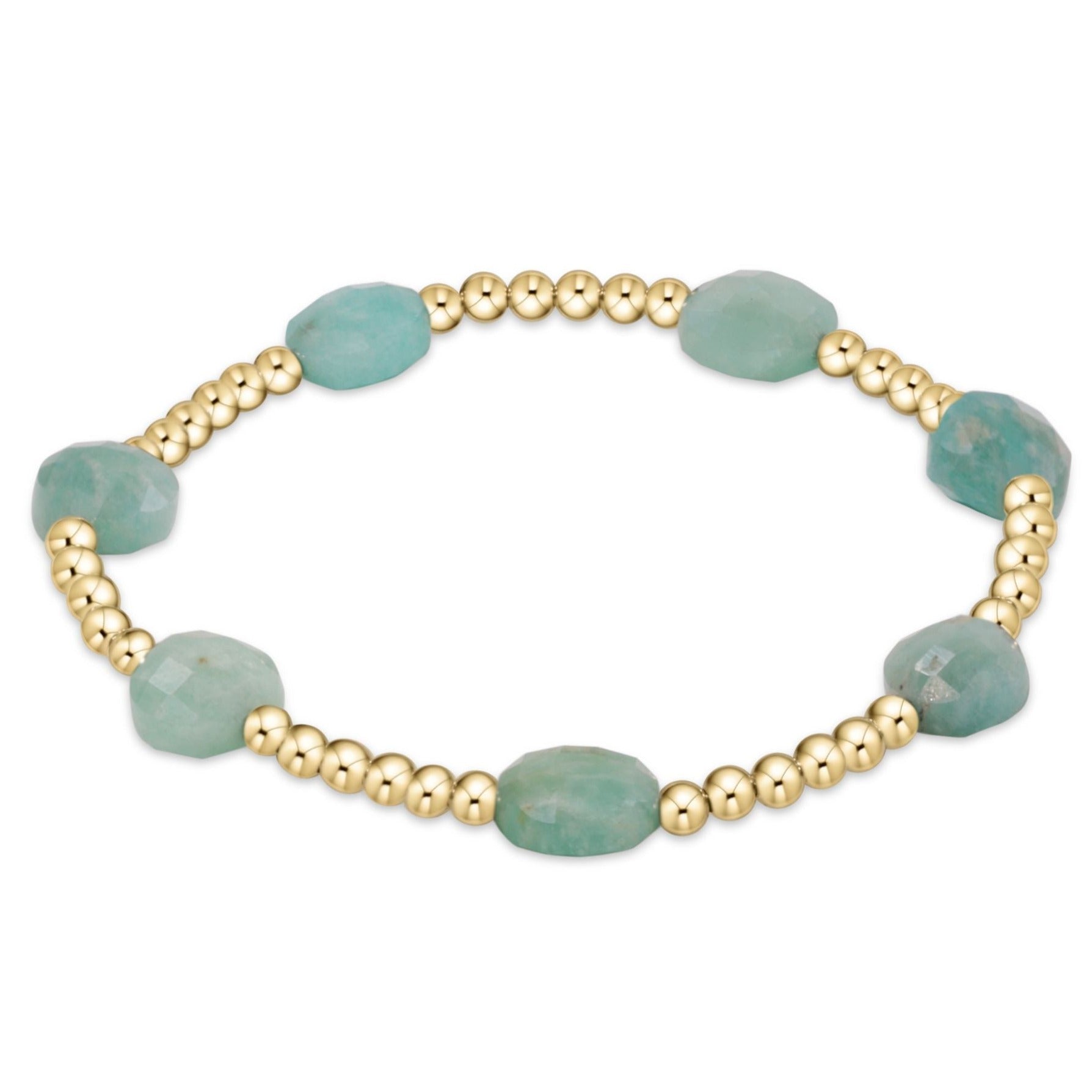 ADMIRE GOLD 3MM BEAD BRACELET AMAZONITE