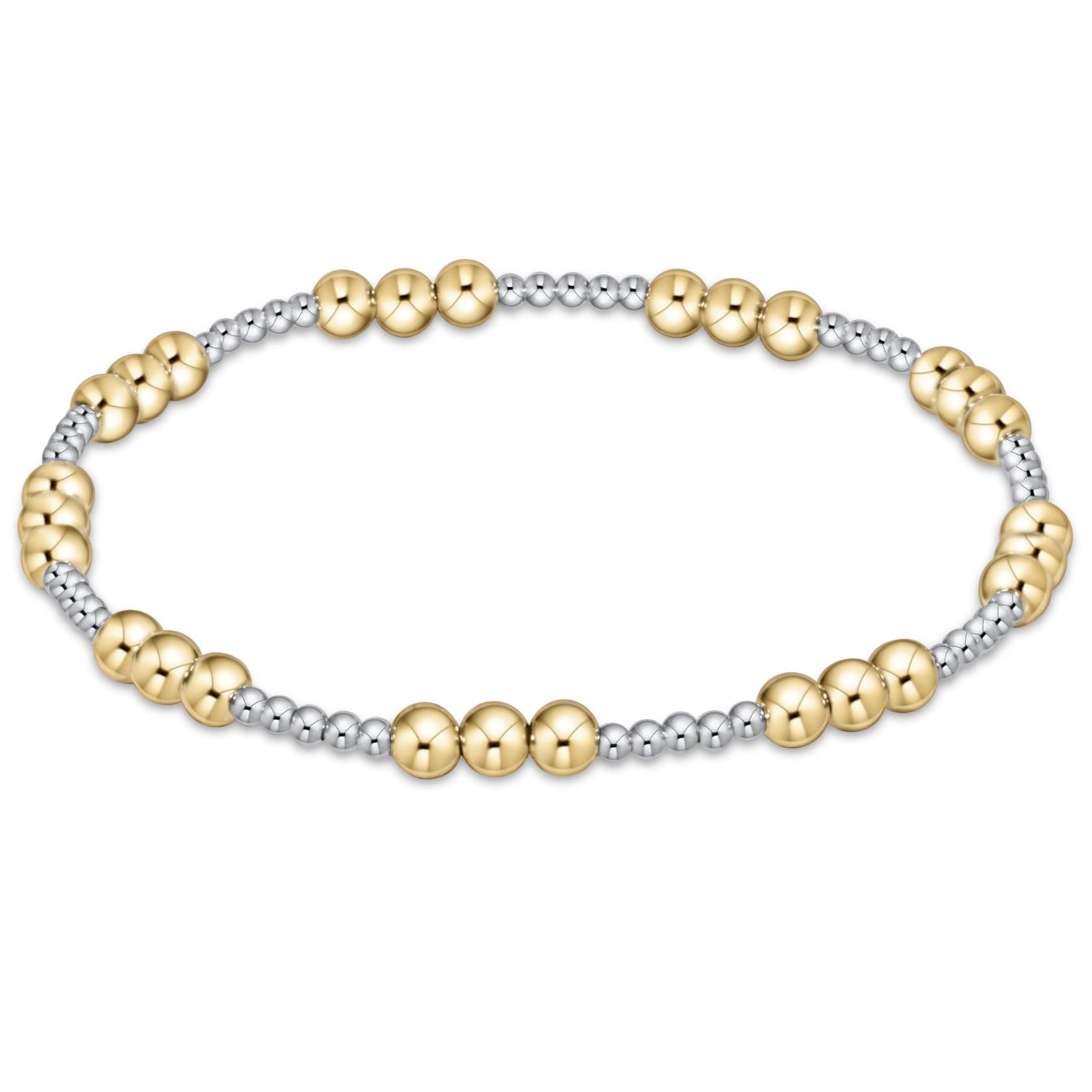 Classic Grateful Pattern 6mm Bead Bracelet - Mixed Metal