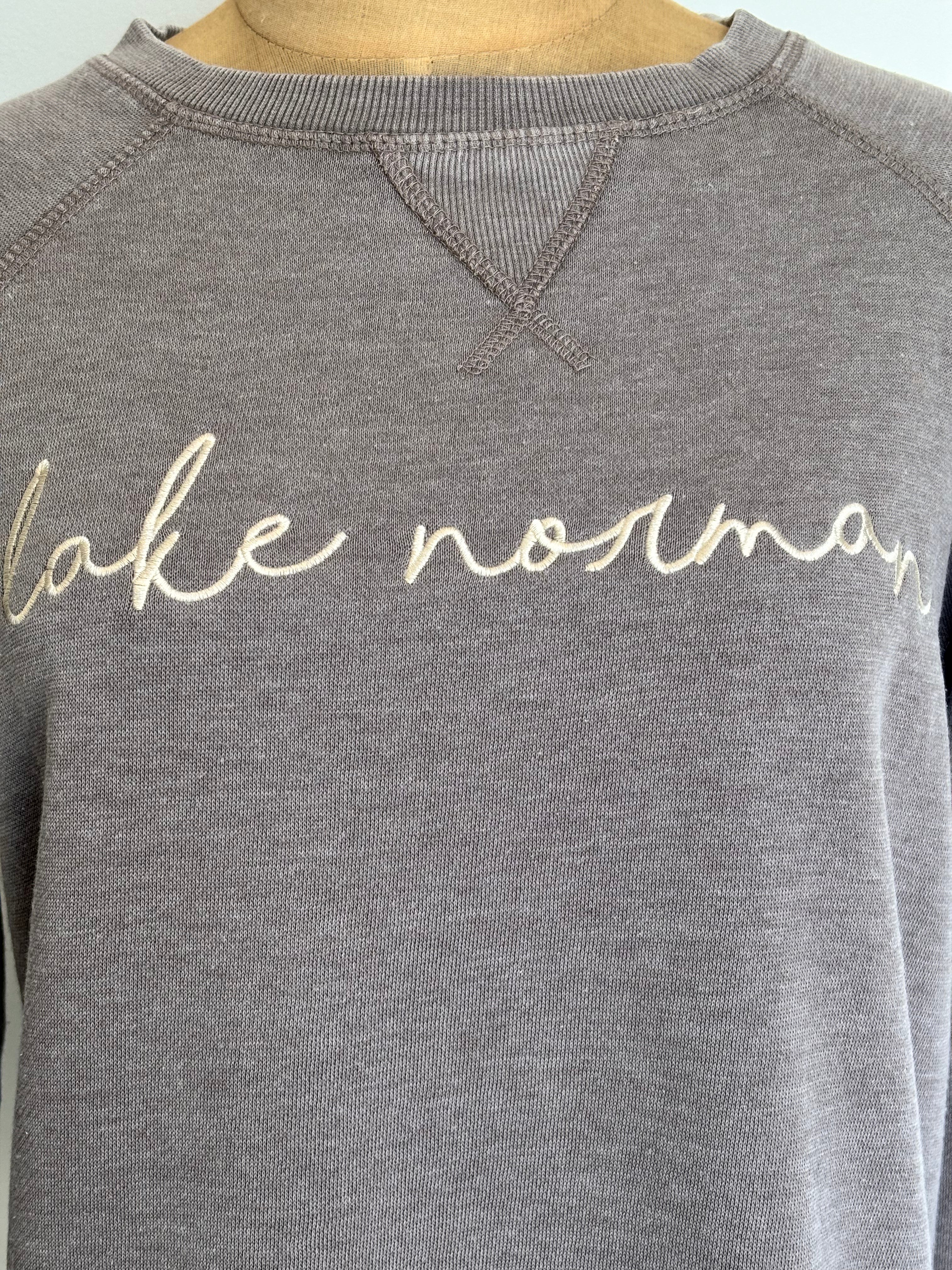WOMENS LKN BURNOUT FLEECE CREW-LT GRAY-LRG